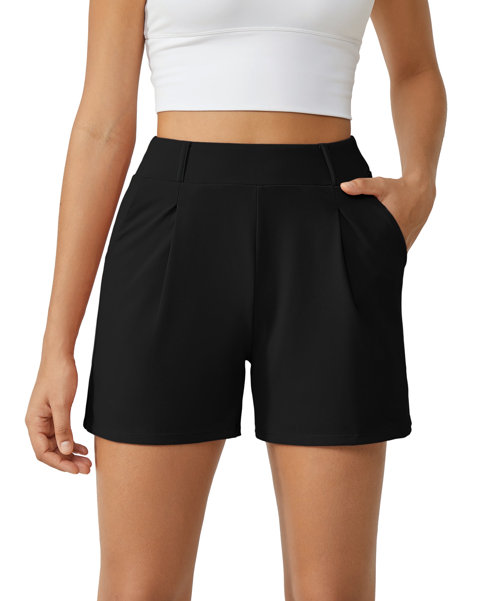 G4Free - EverGoing High-Waist Belted Pleated Casual Dressy Shorts -GF24E200AF-XS-GF24E200AA-S-GF24E200AB-M-GF24E200AC-L-GF24E200AD-XL