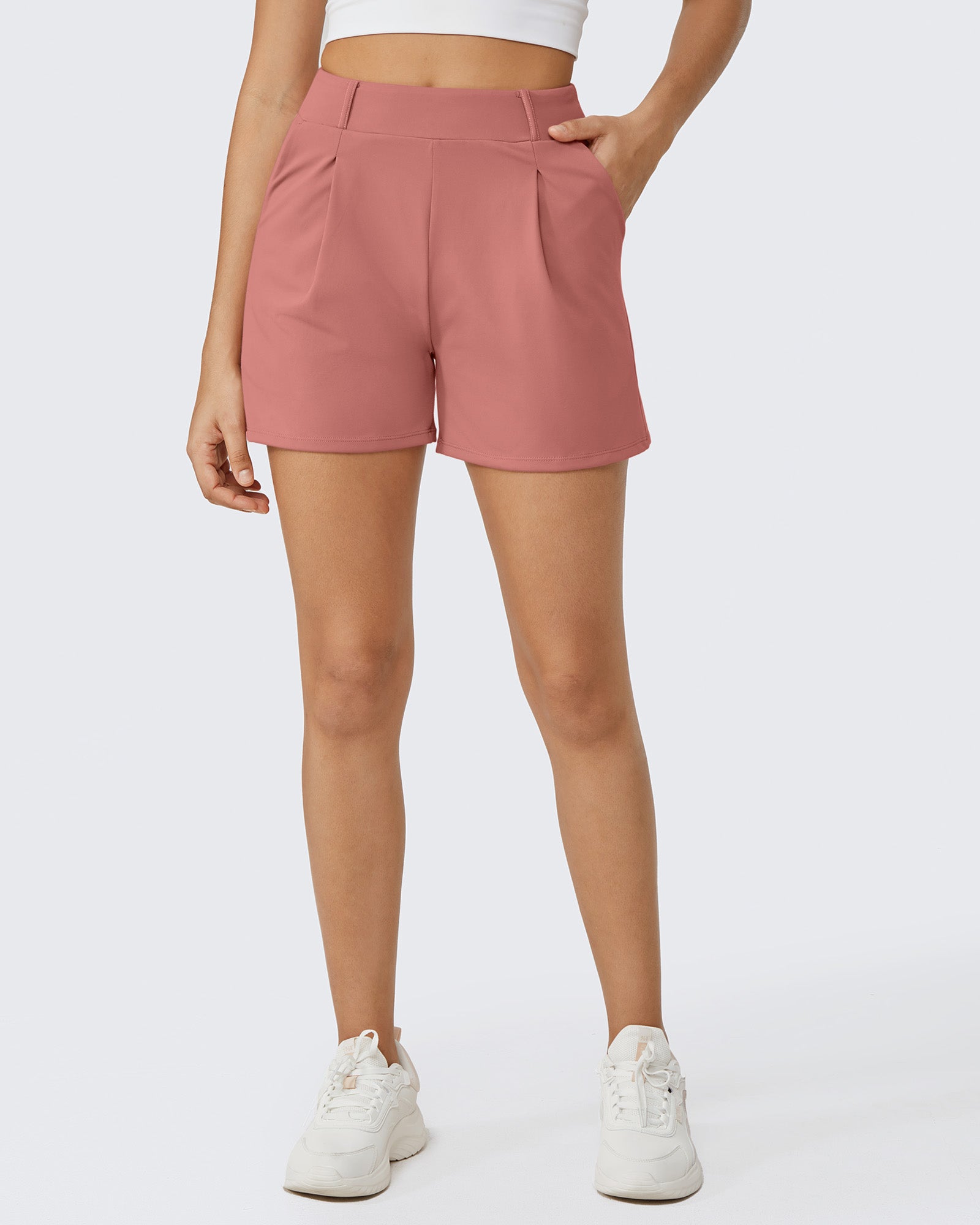 G4Free - EverGoing High-Waist Belted Pleated Casual Dressy Shorts -GF24E200AF-XS-GF24E200AA-S-GF24E200AB-M-GF24E200AC-L-GF24E200AD-XL