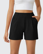 G4Free - EverGoing High-Waist Belted Pleated Casual Dressy Shorts -GF24E200AF-XS-GF24E200AA-S-GF24E200AB-M-GF24E200AC-L-GF24E200AD-XL