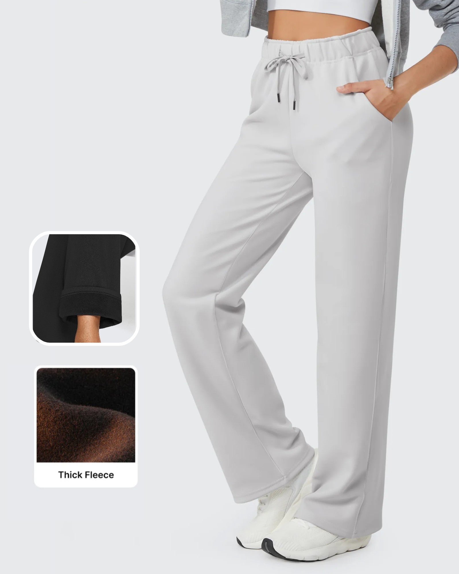 G4Free - EverGoing Loose Fleece Lined Drawstring Casual Pants Petite -GF23J163CA-S