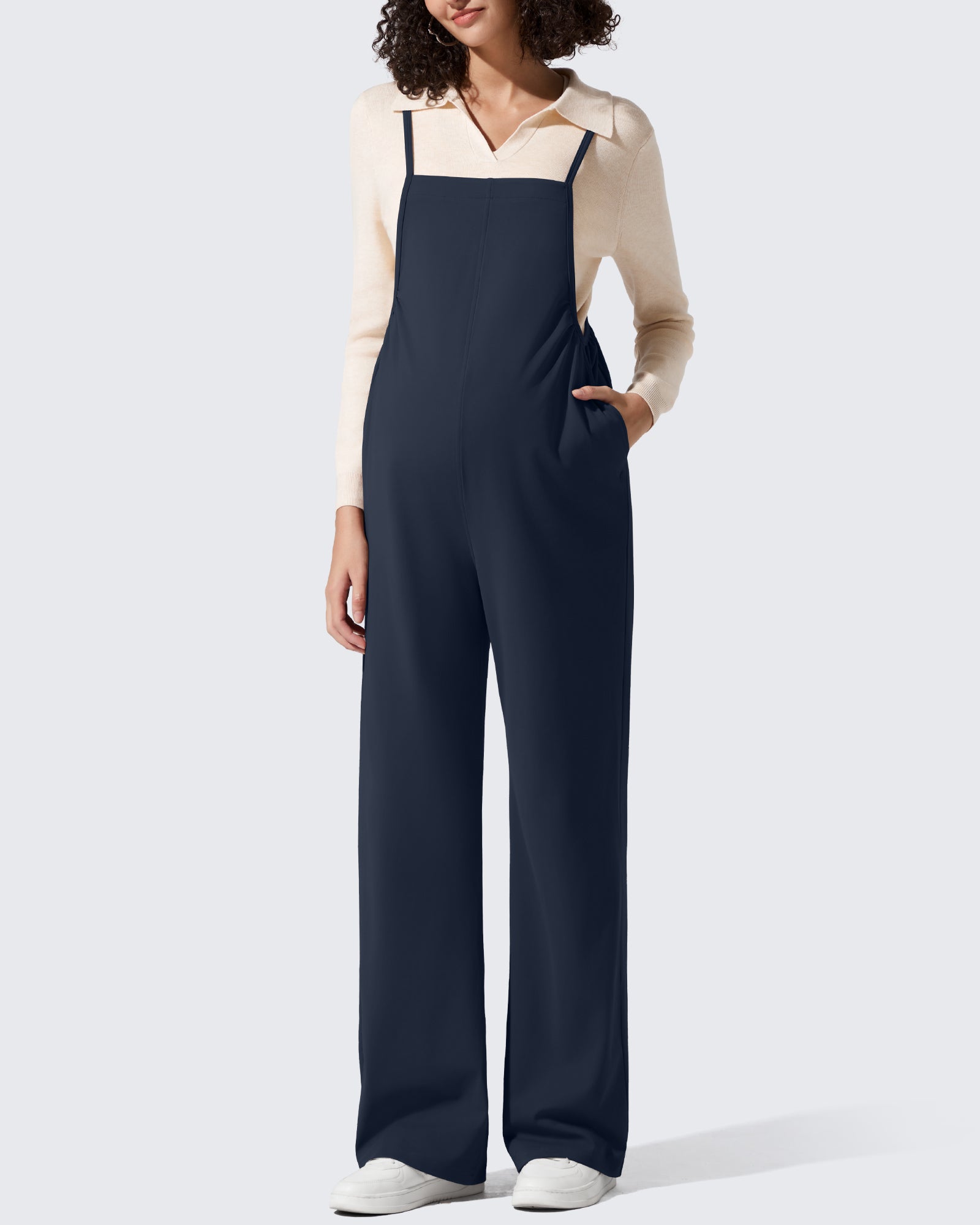 G4Free - EverGoing Maternity Adjustable Strap Wide Leg Rompers -GF25PY674AF-XS