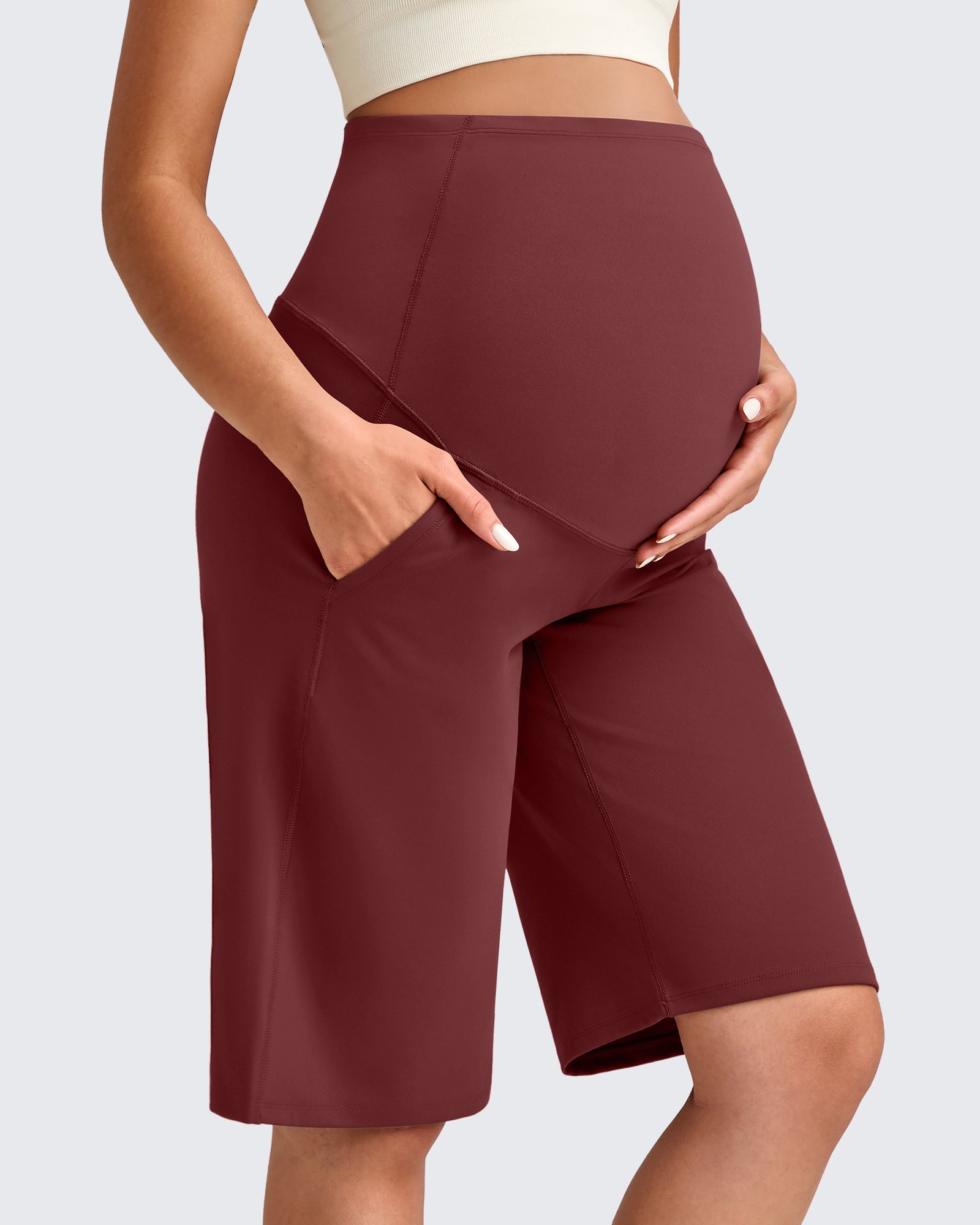 G4Free - EverGoing Maternity Athletic Bermuda Shorts 12'' -GF25EY508AA-S-GF25EY508AB-M-GF25EY508AC-L-GF25EY508AD-XL-GF25EY508AE-XXL