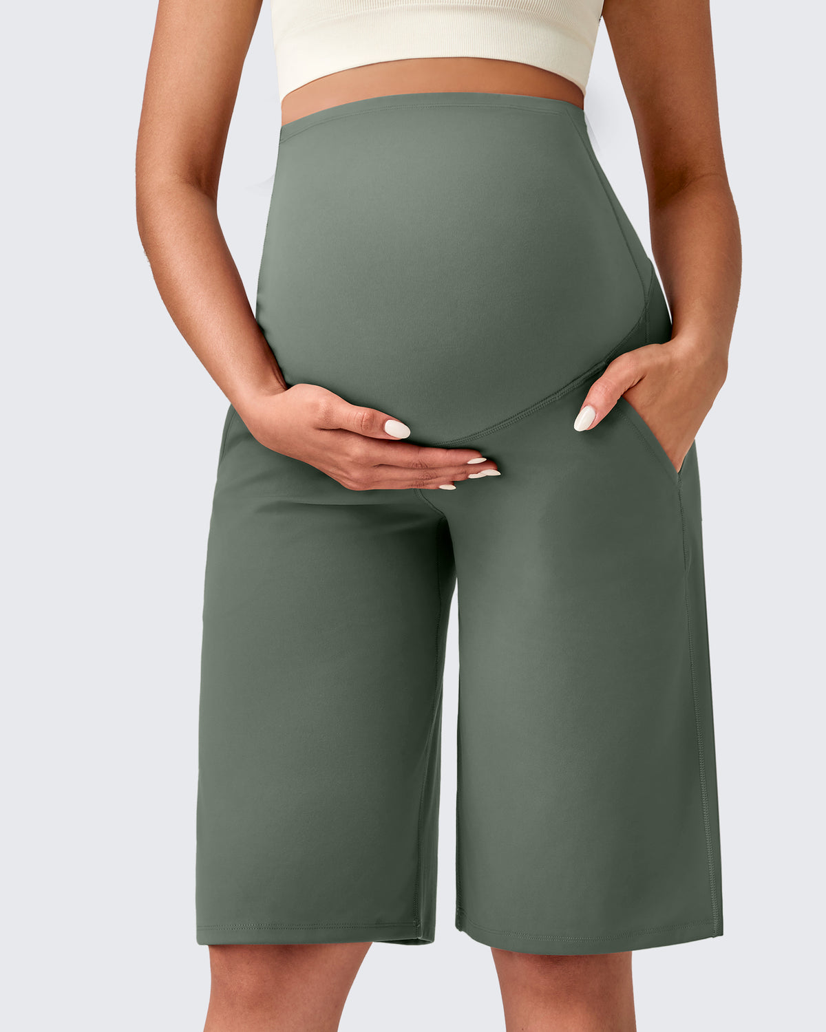 G4Free - EverGoing Maternity Athletic Bermuda Shorts 12'' -GF25EY508AA-S-GF25EY508AB-M-GF25EY508AC-L-GF25EY508AD-XL-GF25EY508AE-XXL