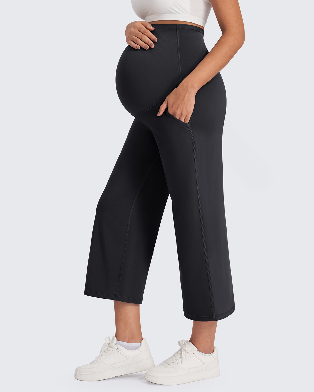 G4Free - EverGoing Maternity Capris Cropped Yoga Pants 21'' -GF25J307AA-S-GF25J307AB-M-GF25J307AC-L-GF25J307AD-XL-GF25J307AE-XXL