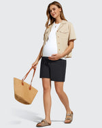 G4Free - EverGoing Pockets Drawstring Over The Belly Pregnancy Shorts -GF26EY797A001A-S-GF26EY797A001B-M-GF26EY797A001C-L-GF26EY797A001D-XL-GF26EY797A001E-XXL