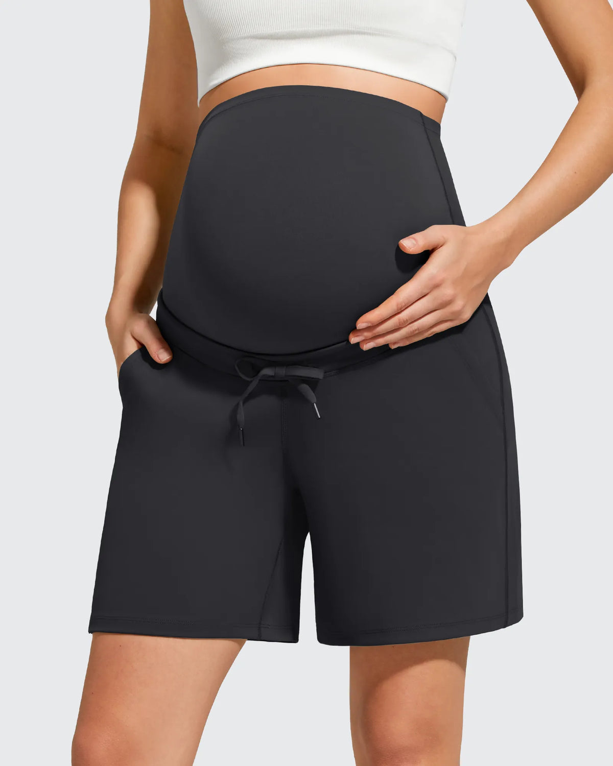 G4Free - EverGoing Pockets Drawstring Over The Belly Pregnancy Shorts -GF26EY797A001A-S-GF26EY797A001B-M-GF26EY797A001C-L-GF26EY797A001D-XL-GF26EY797A001E-XXL