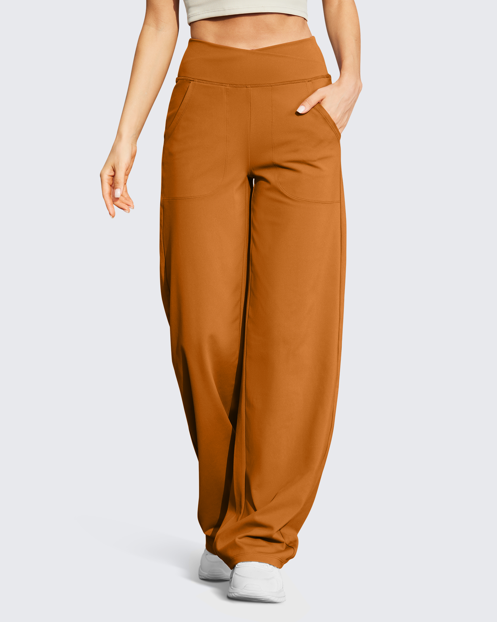 G4Free - EverGoing V Waist Wide Leg Pants Casual Yoga 33'' -GF23D171CA-S