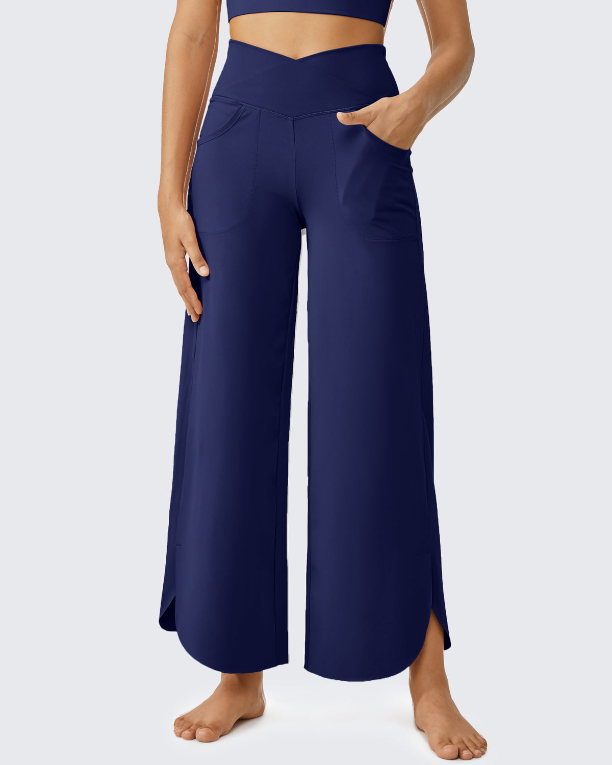 G4Free - EverGoing Wide Leg Cross High-Waist Capri Pants Tall -GF24J196AA-S