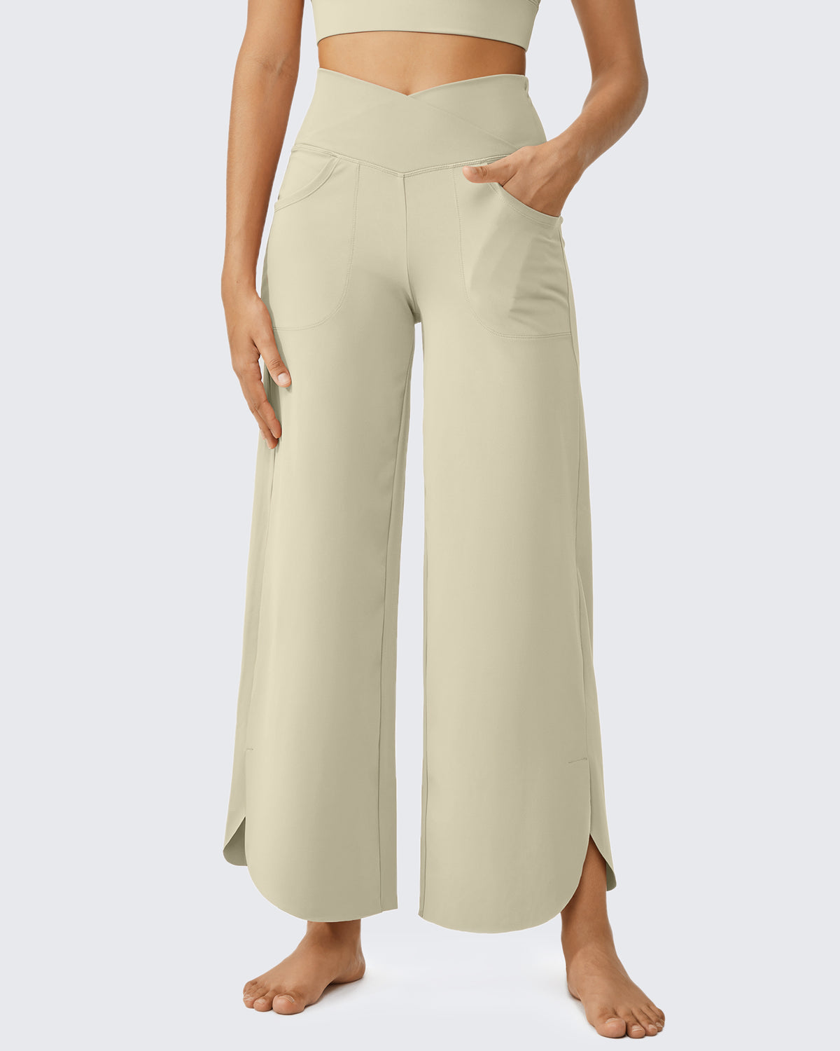 G4Free - EverGoing Wide Leg Cross High-Waist Capri Pants Tall -GF24J196AA-S