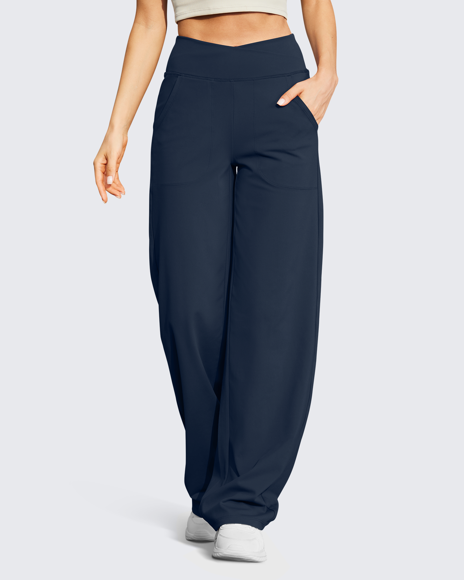 G4Free - EverGoing Wide Leg High-Waist Casual Pants Petite -GF23D170AF-XS
