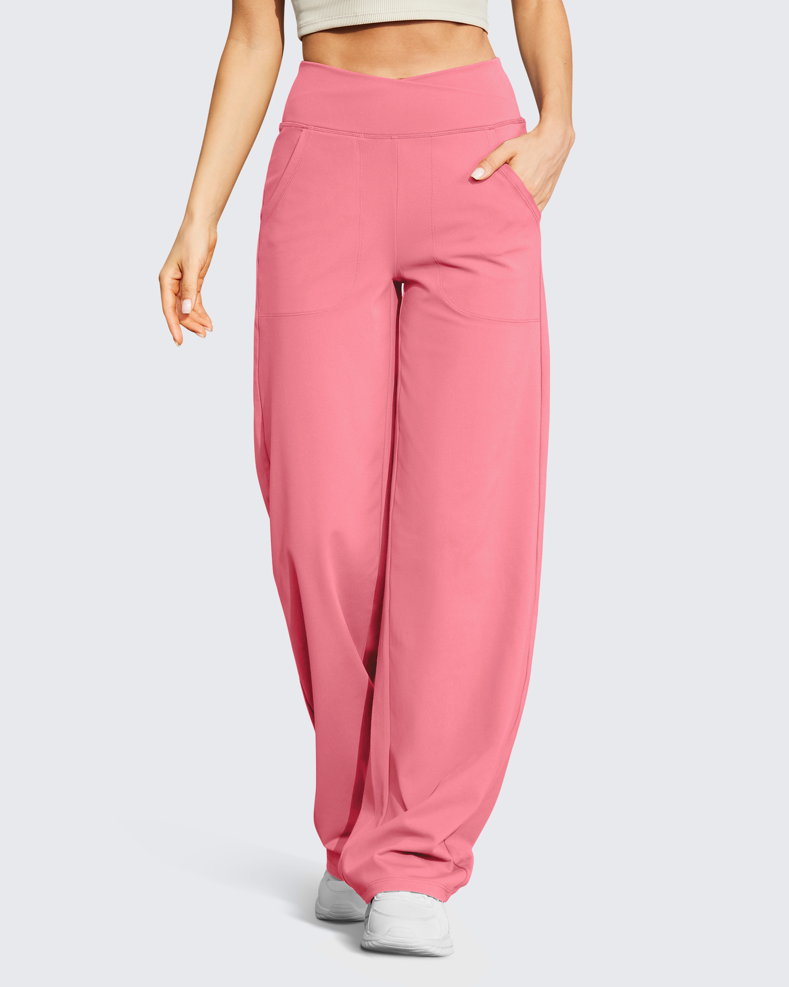 G4Free - EverGoing Wide Leg High-Waist Casual Pants Petite -GF23D170AF-XS