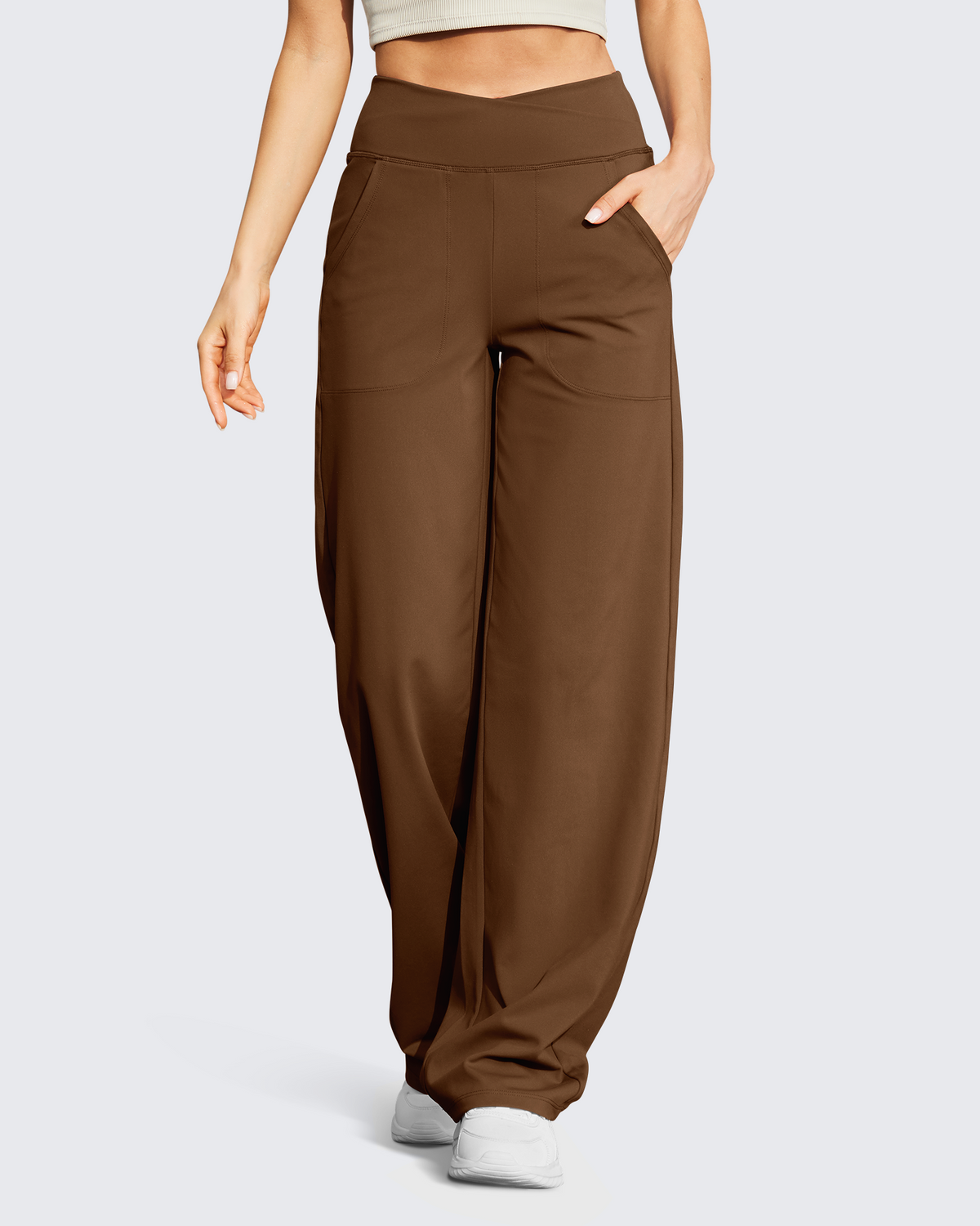 G4Free - EverGoing Wide Leg High-Waist Casual Pants Petite -GF23D170AF-XS