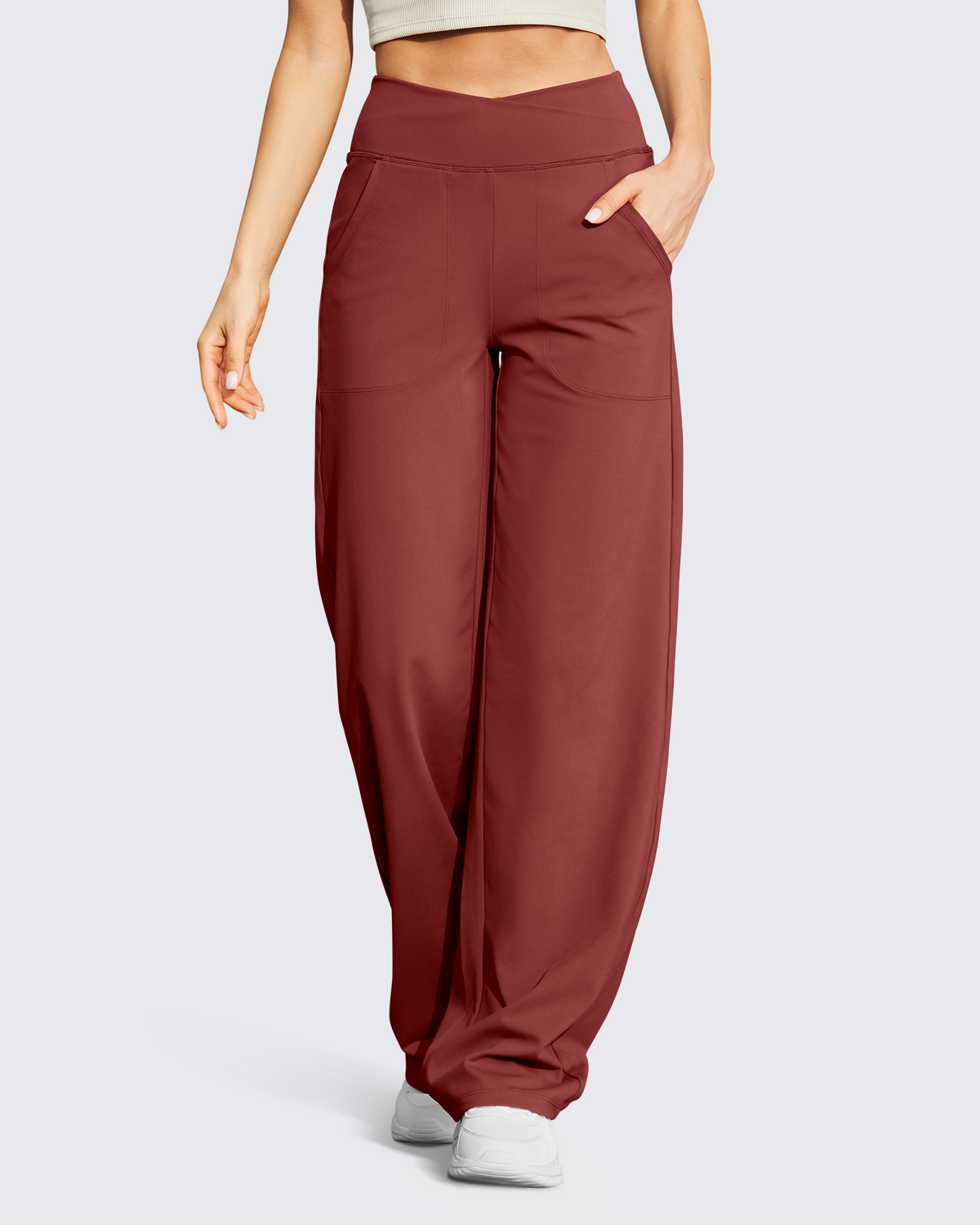 G4Free - EverGoing Wide Leg High-Waist Casual Pants Petite -GF23D170AF-XS