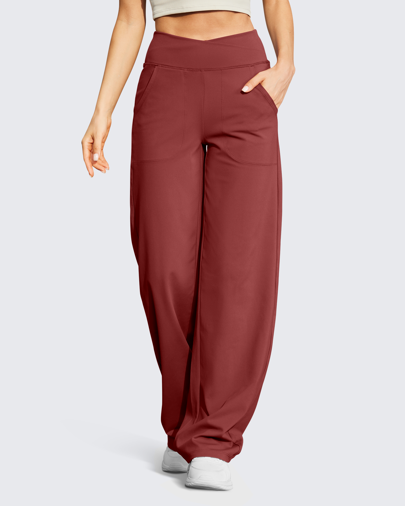 G4Free - EverGoing Wide Leg High-Waist Casual Pants Petite -GF23D170AF-XS