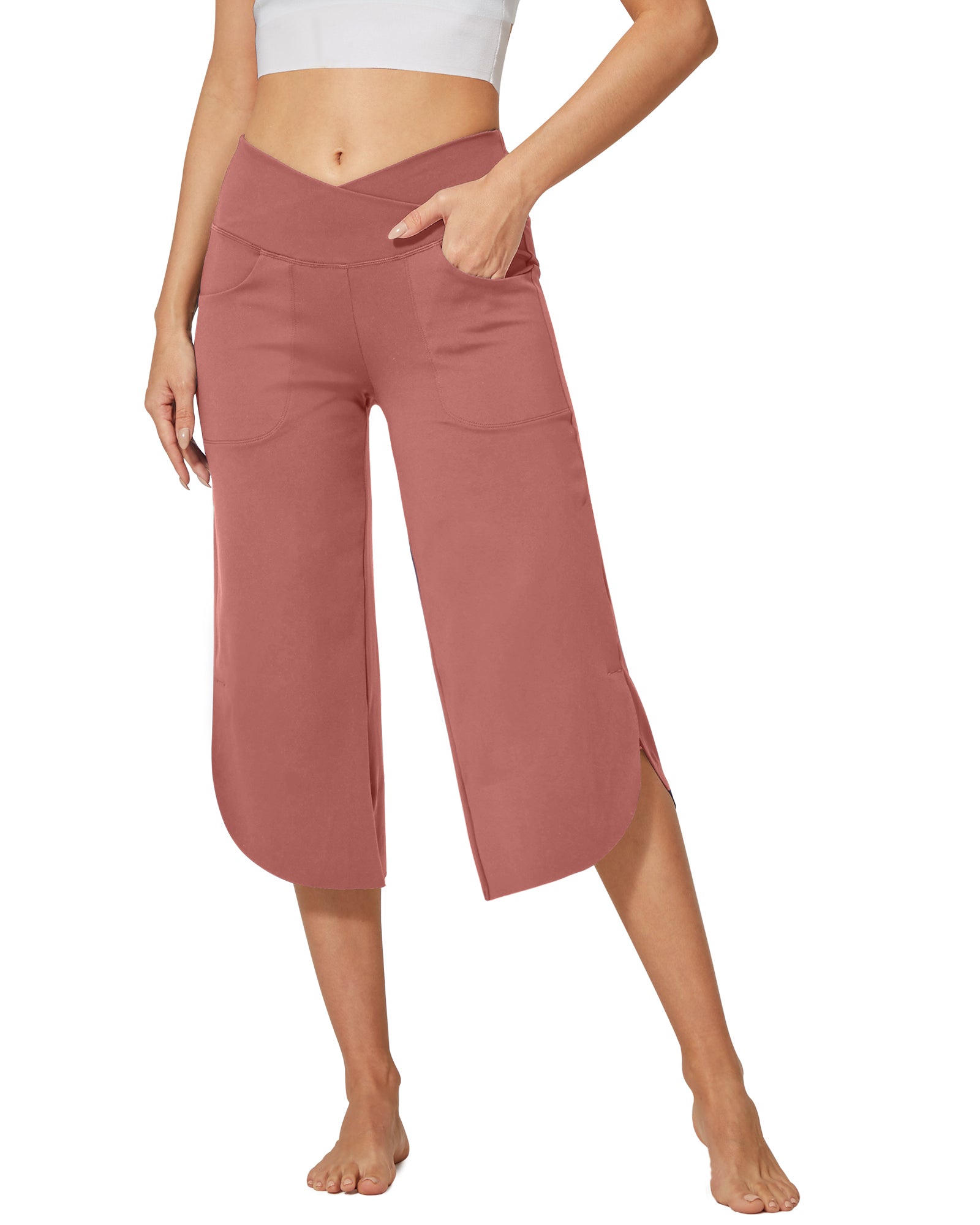 G4Free - EverGoing Wide Leg High-Waist Crossover Capri Pants 21 -GF22J111AF-XS