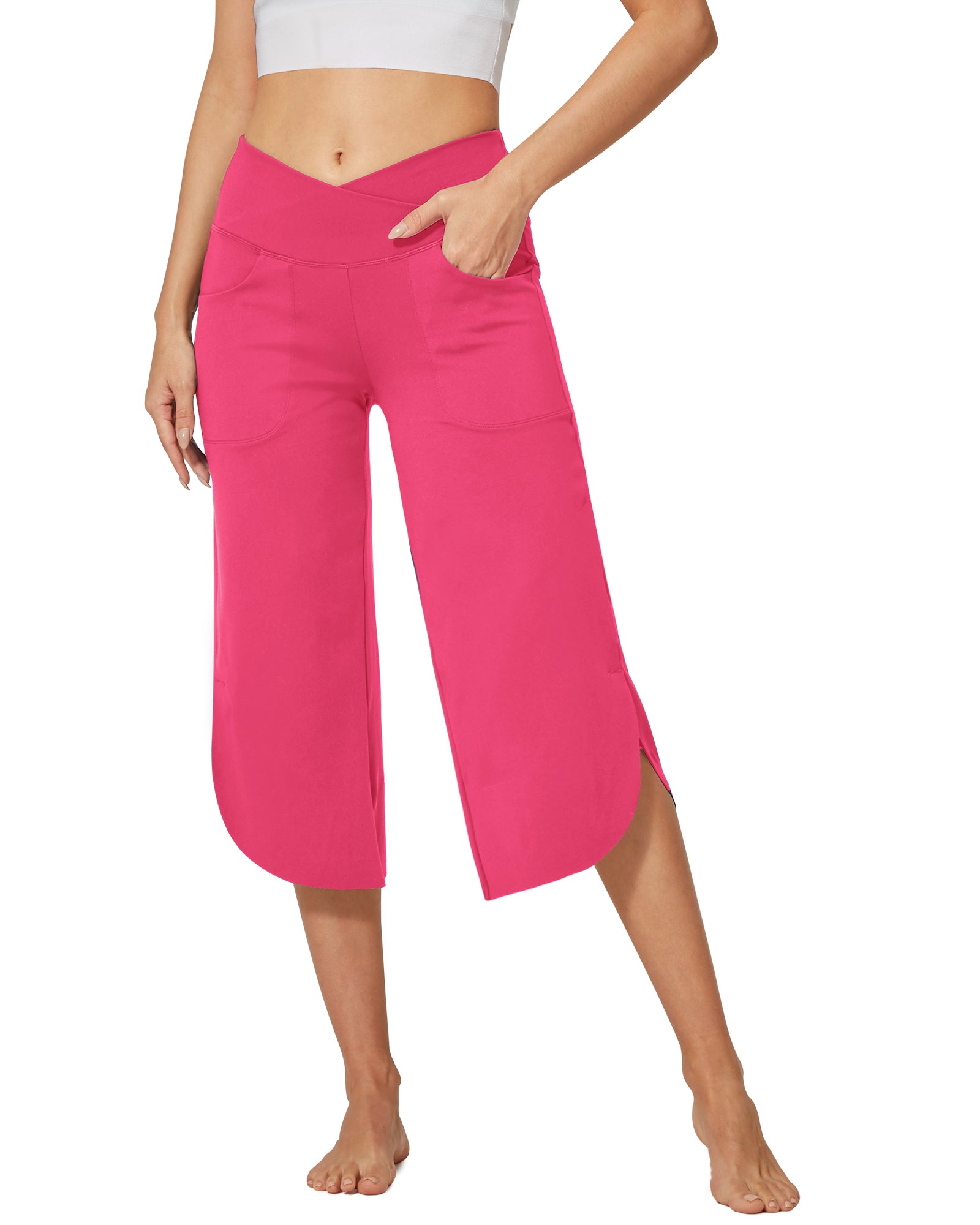G4Free - EverGoing Wide Leg High-Waist Crossover Capri Pants 21 -GF22J111AF-XS-GF22J111AA-S-GF22J111AB-M-GF22J111AC-L-GF22J111AD-XL