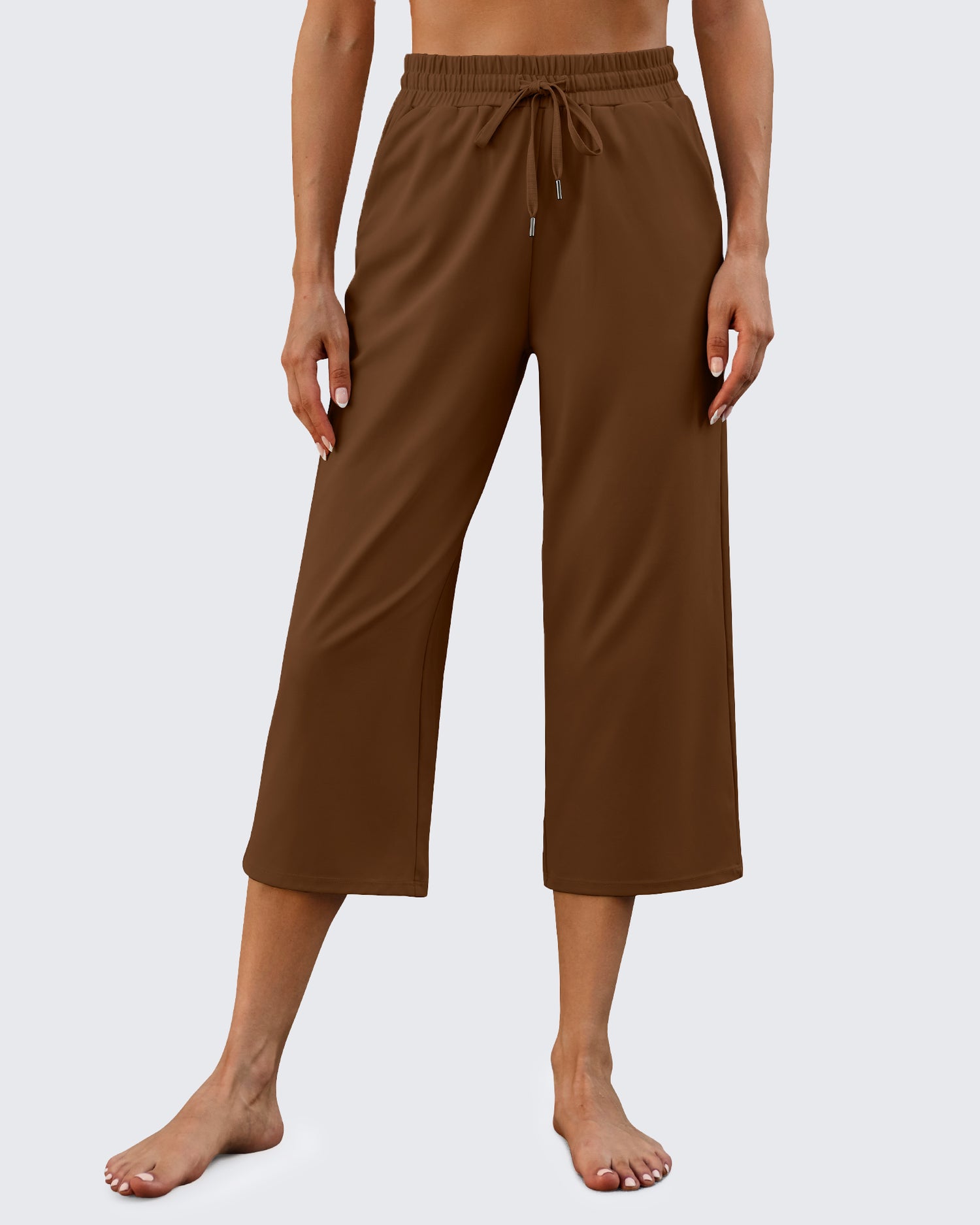 G4Free - EverGoing Wide Leg Mid-Waist Drawstring Capris Pants -GF24J221AA-S