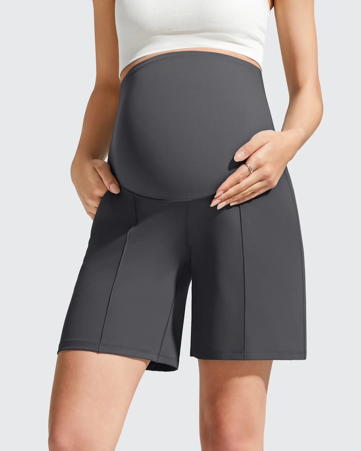 G4Free - Evergoing Front Pleats Pockets Maternity Shorts -GF26EY794F001A-S-GF26EY794F001B-M-GF26EY794F001C-L-GF26EY794F001D-XL-GF26EY794F001E-XXL