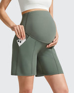G4Free - Evergoing Front Pleats Pockets Maternity Shorts -GF26EY794F001A-S-GF26EY794F001B-M-GF26EY794F001C-L-GF26EY794F001D-XL-GF26EY794F001E-XXL