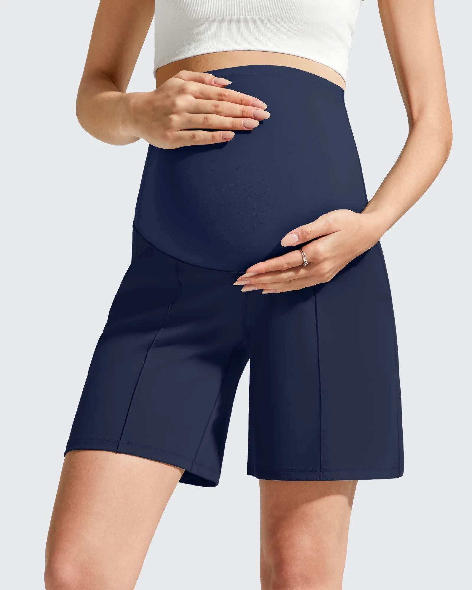 G4Free - Evergoing Front Pleats Pockets Maternity Shorts -GF26EY794F001A-S-GF26EY794F001B-M-GF26EY794F001C-L-GF26EY794F001D-XL-GF26EY794F001E-XXL