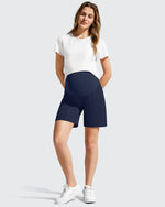 G4Free - Evergoing Front Pleats Pockets Maternity Shorts -GF26EY794F001A-S-GF26EY794F001B-M-GF26EY794F001C-L-GF26EY794F001D-XL-GF26EY794F001E-XXL