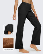 G4Free - Fleece Lined High-Waist Flare Work Pants -GF23A192CA-S