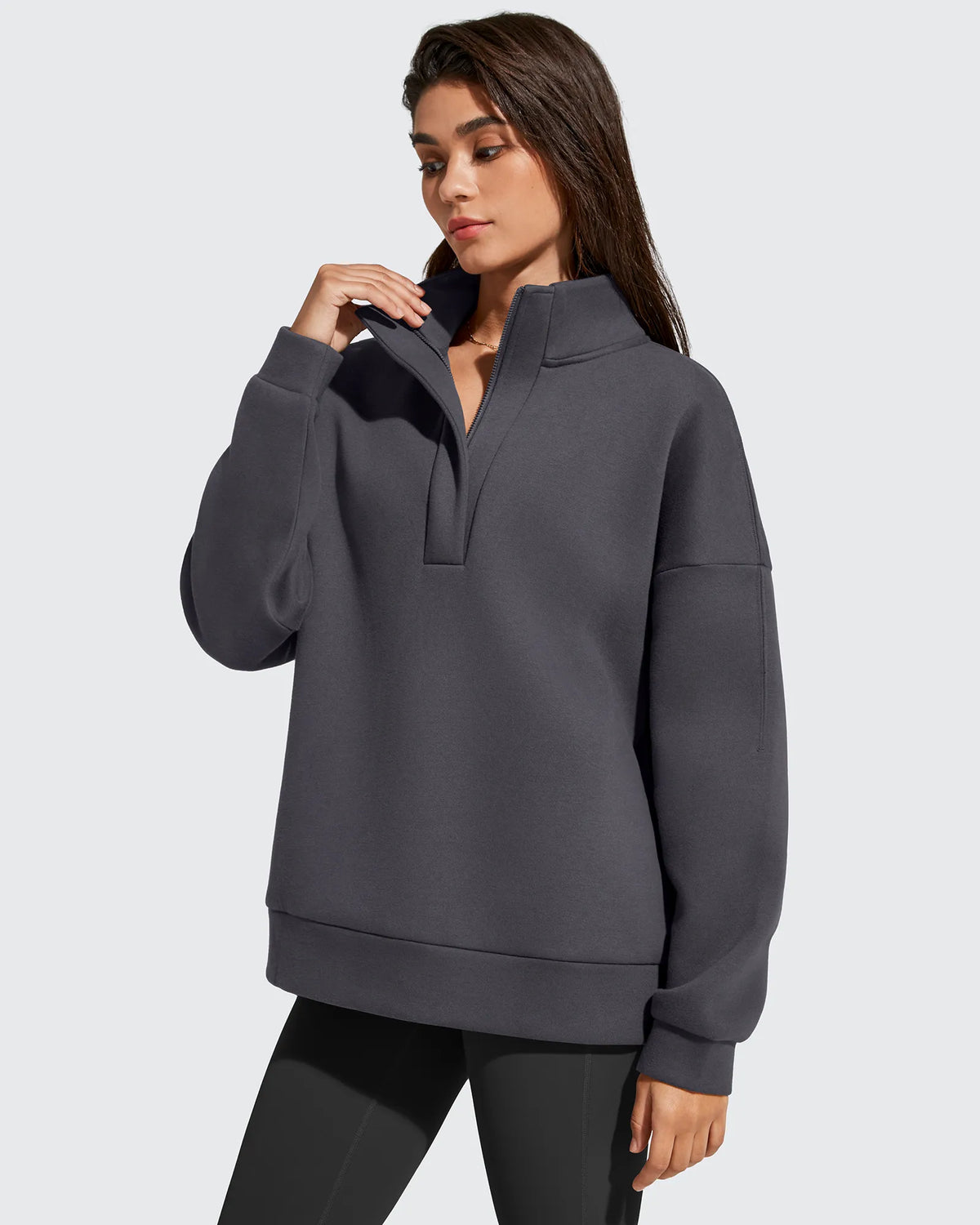 G4Free - Flurrylux Fleece Lined Half Zip Oversized Sweatshirts -GF25F758AA-S-GF25F758AB-M-GF25F758AC-L-GF25F758AD-XL-GF25F758AE-XXL