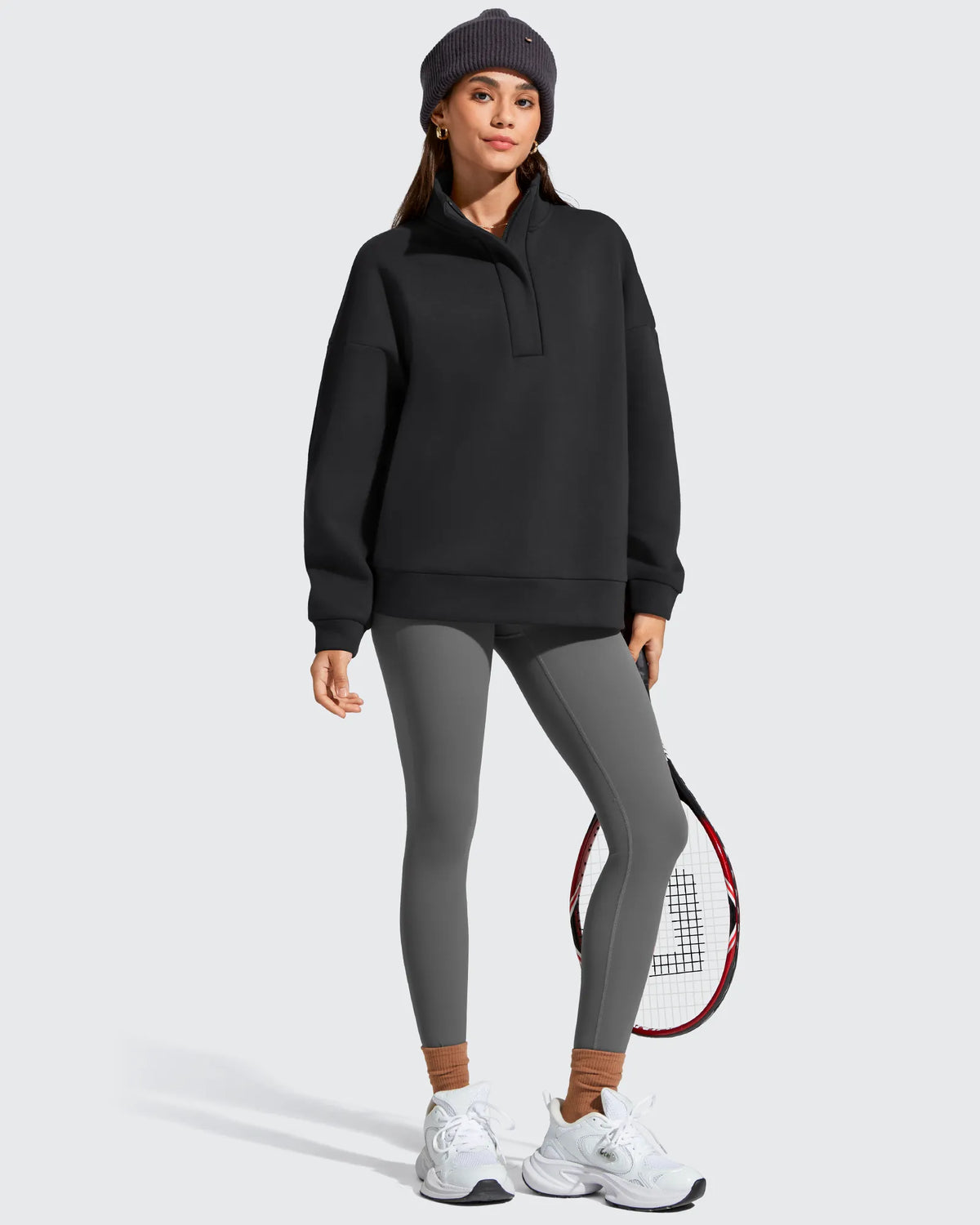 G4Free - Flurrylux Fleece Lined Half Zip Oversized Sweatshirts -GF25F758AA-S-GF25F758AB-M-GF25F758AC-L-GF25F758AD-XL-GF25F758AE-XXL