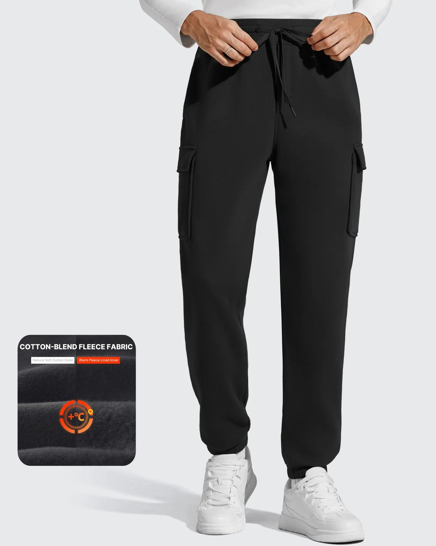 G4Free - Flurrylux Men's Cotton Fleece-Lined  Drawstring Cargo Pants -GF25DM689BA-S