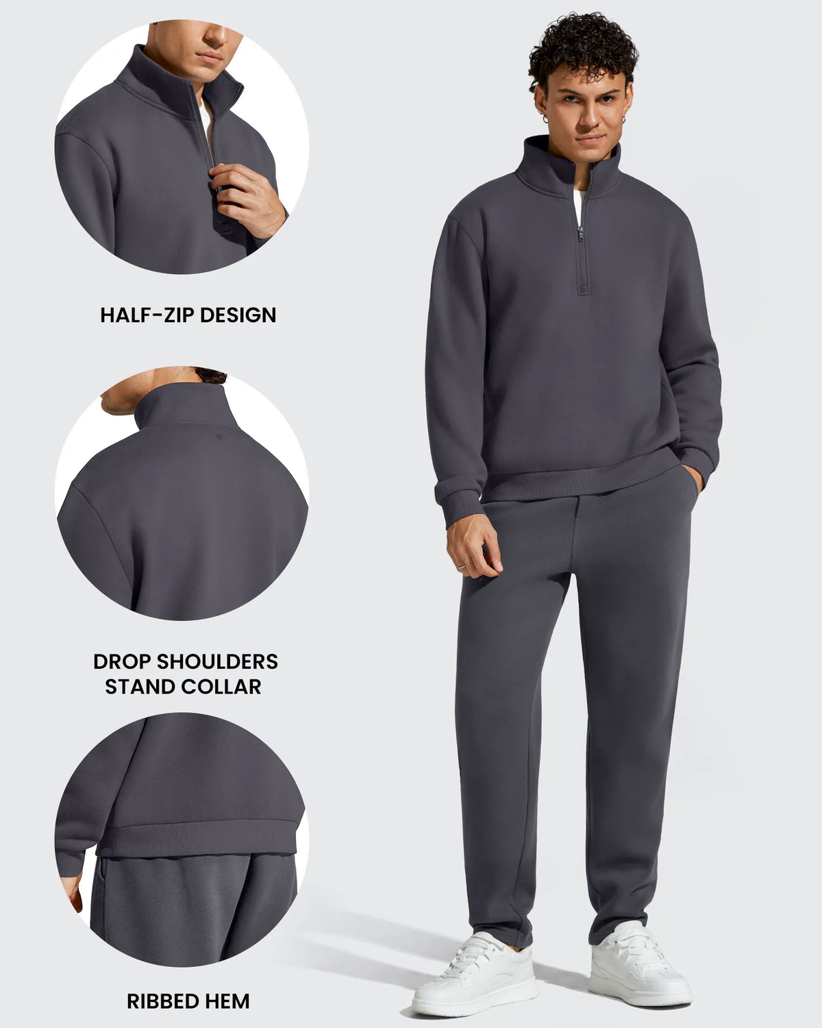 G4Free - Flurrylux Men's Fleece Lined Half Zip Pullover Hoodies -GF25FM740AA-S-GF25FM740AB-M-GF25FM740AC-L-GF25FM740AD-XL-GF25FM740AE-XXL