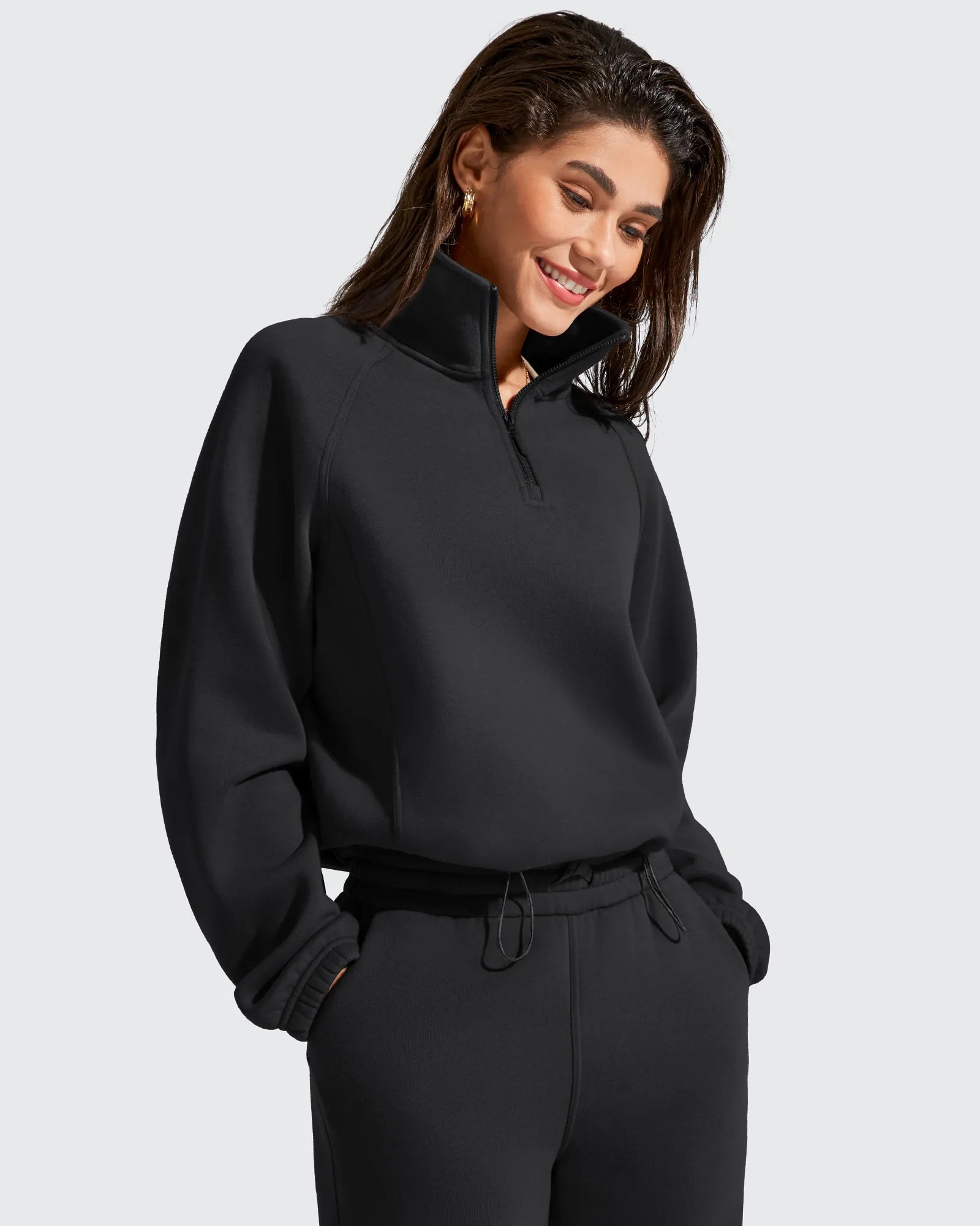 G4Free - Flurrylux Mock Neck Cropped Pullover Fleece Lined Sweatshirts -GF25F741AA-S-GF25F741AB-M-GF25F741AC-L-GF25F741AD-XL-GF25F741AE-XXL