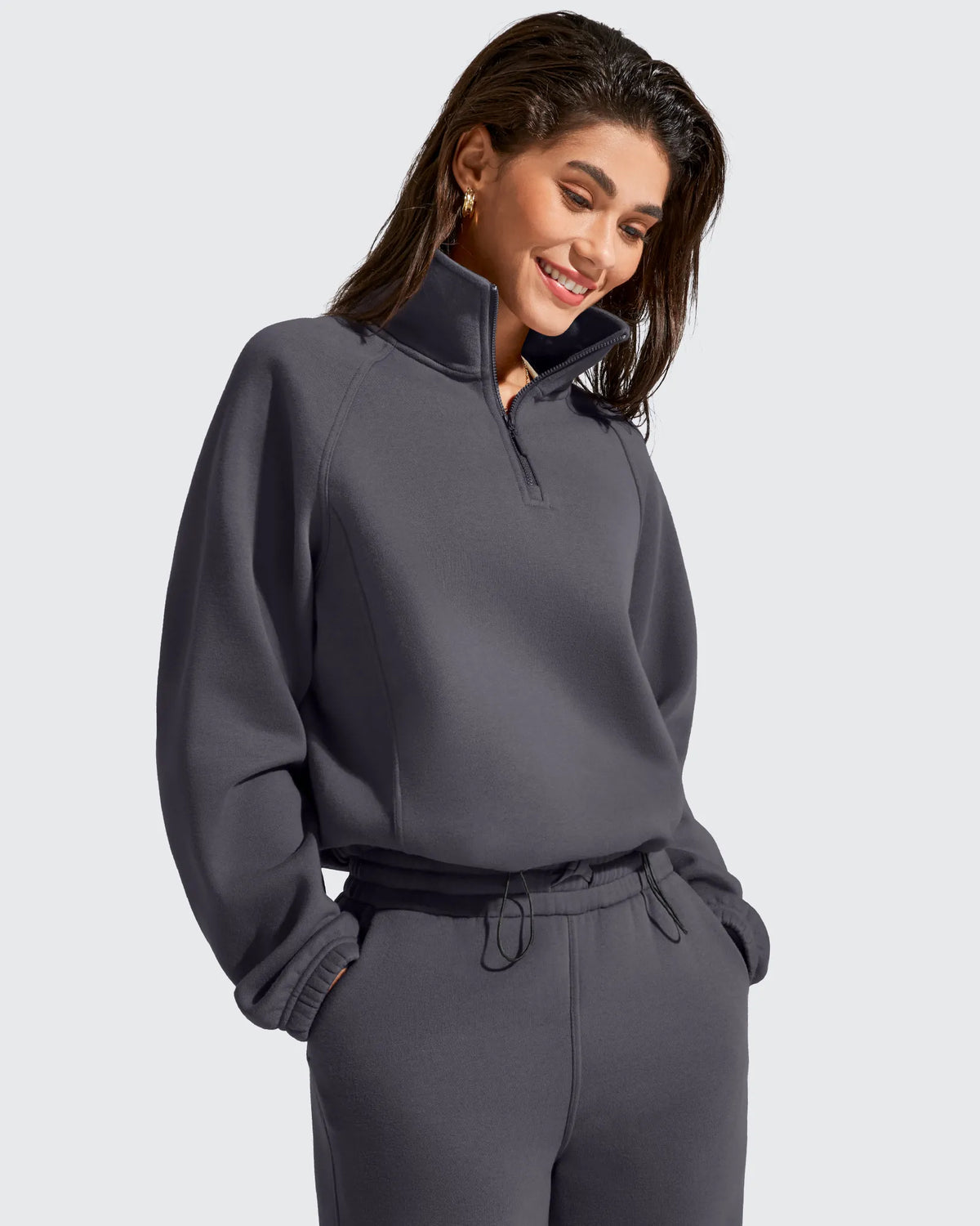 G4Free - Flurrylux Mock Neck Cropped Pullover Fleece Lined Sweatshirts -GF25F741AA-S-GF25F741AB-M-GF25F741AC-L-GF25F741AD-XL-GF25F741AE-XXL