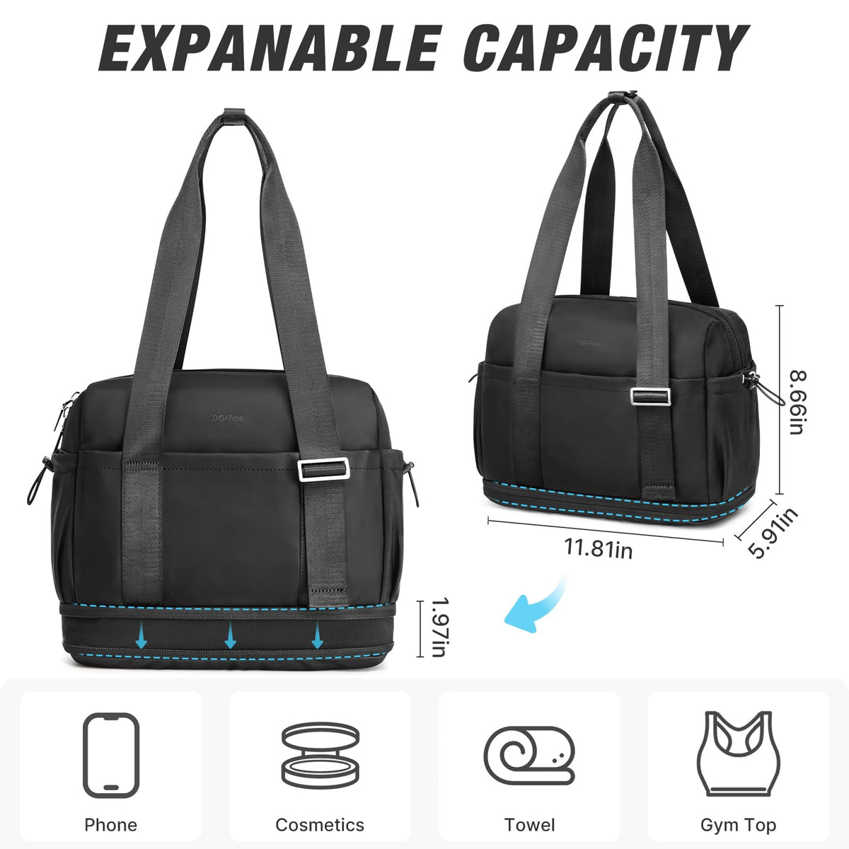 G4Free - G4Free 10L Mini Gym Bag with Wet Pocket Lightweight -TN24B482A-TN24B482B-TN24B482C