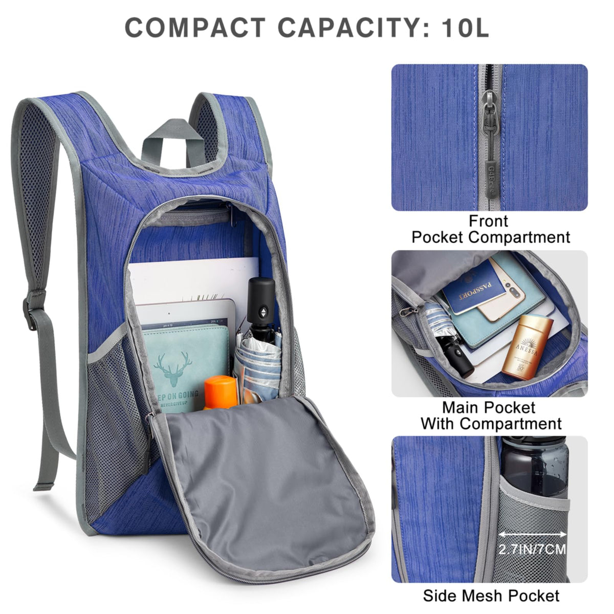 G4Free - G4Free 10L Small Travel Hiking Daypack -TN22B157E-TN22B157A-TN22B157G-TN22B157B-TN22B157J