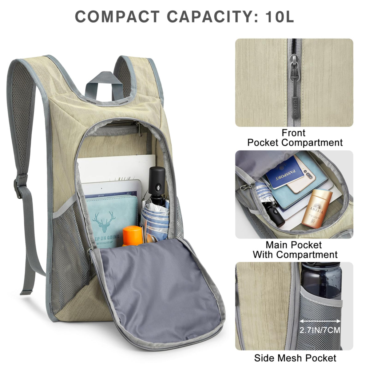 G4Free - G4Free 10L Small Travel Hiking Daypack -TN22B157E-TN22B157A-TN22B157G-TN22B157B-TN22B157J