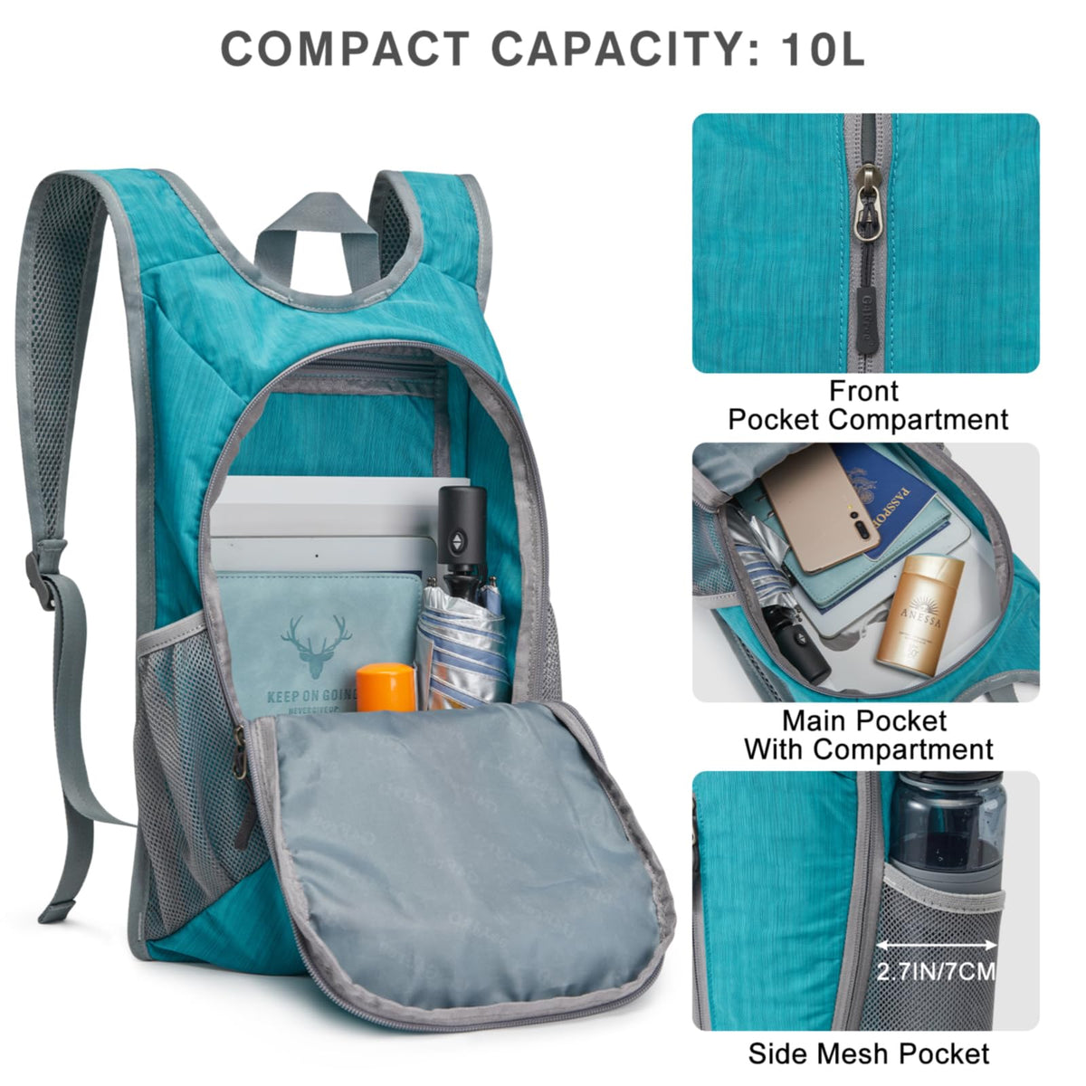 G4Free - G4Free 10L Small Travel Hiking Daypack -TN22B157E-TN22B157A-TN22B157G-TN22B157B-TN22B157J