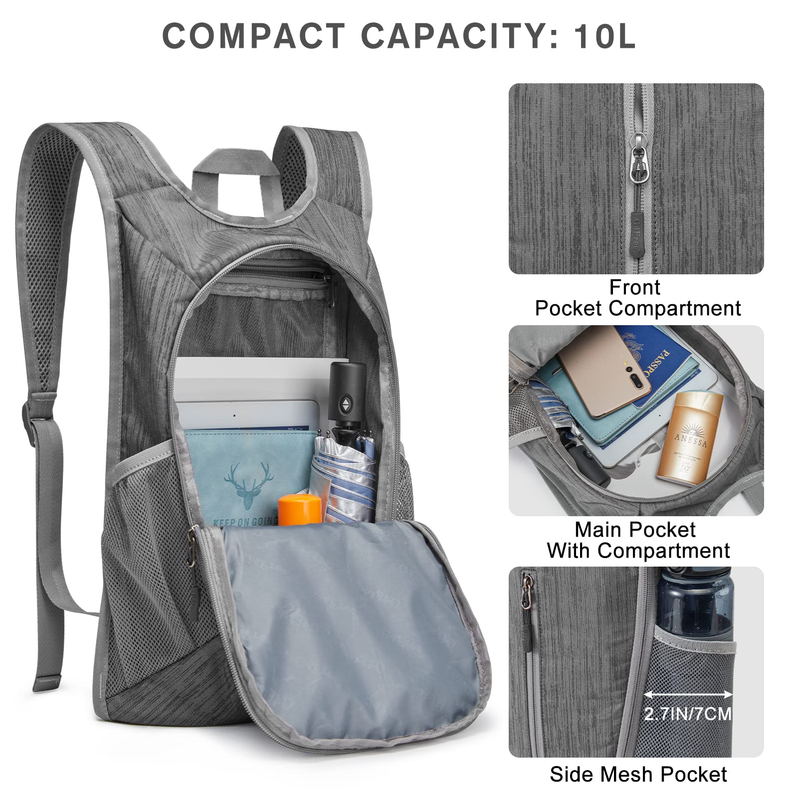 G4Free - G4Free 10L Small Travel Hiking Daypack -TN22B157E-TN22B157A-TN22B157G-TN22B157B-TN22B157J