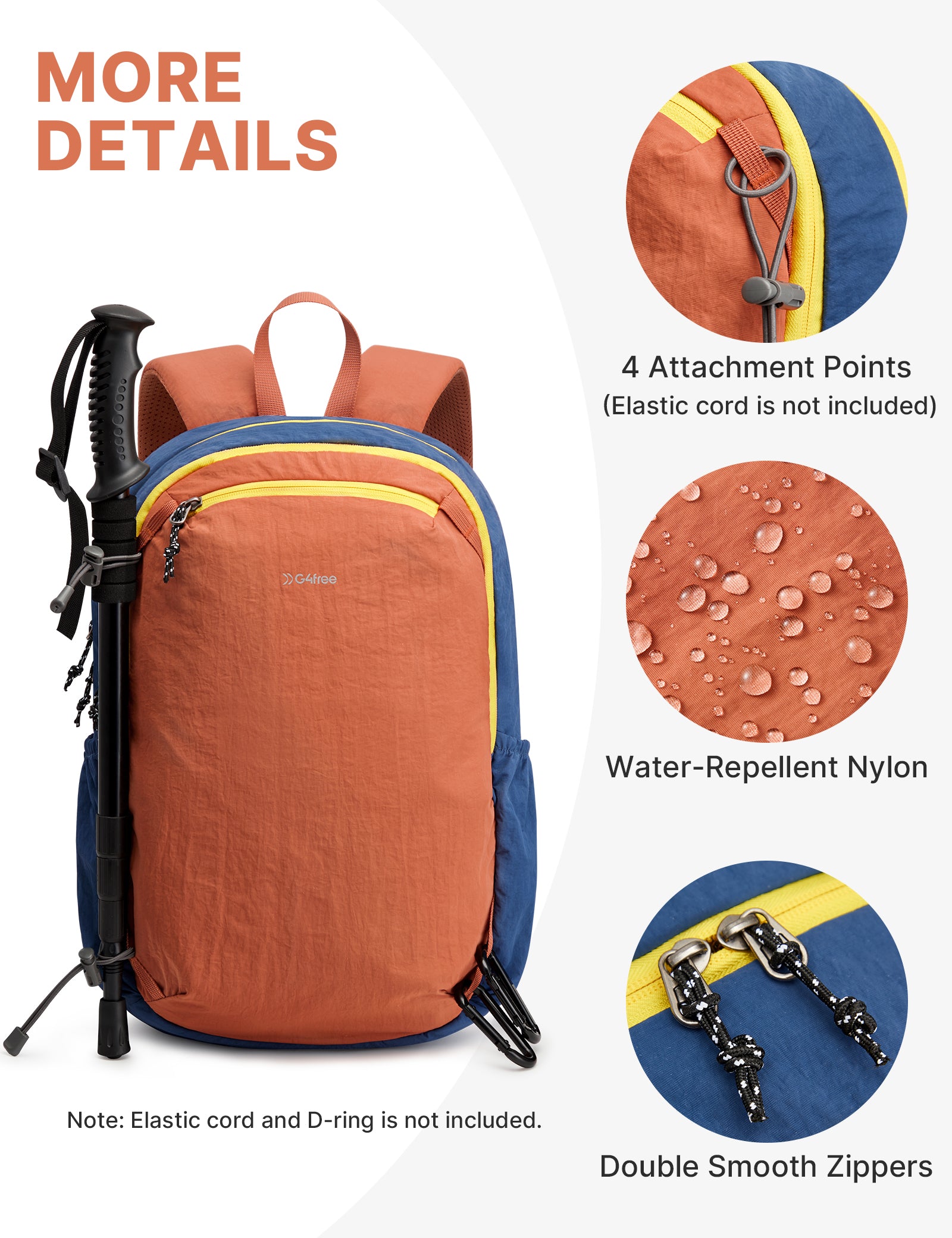 G4Free - G4Free 15L Lightweight Hiking Travel Casual Daypack -TN25B616A-TN25B616B-TN25B616C-TN25B616D