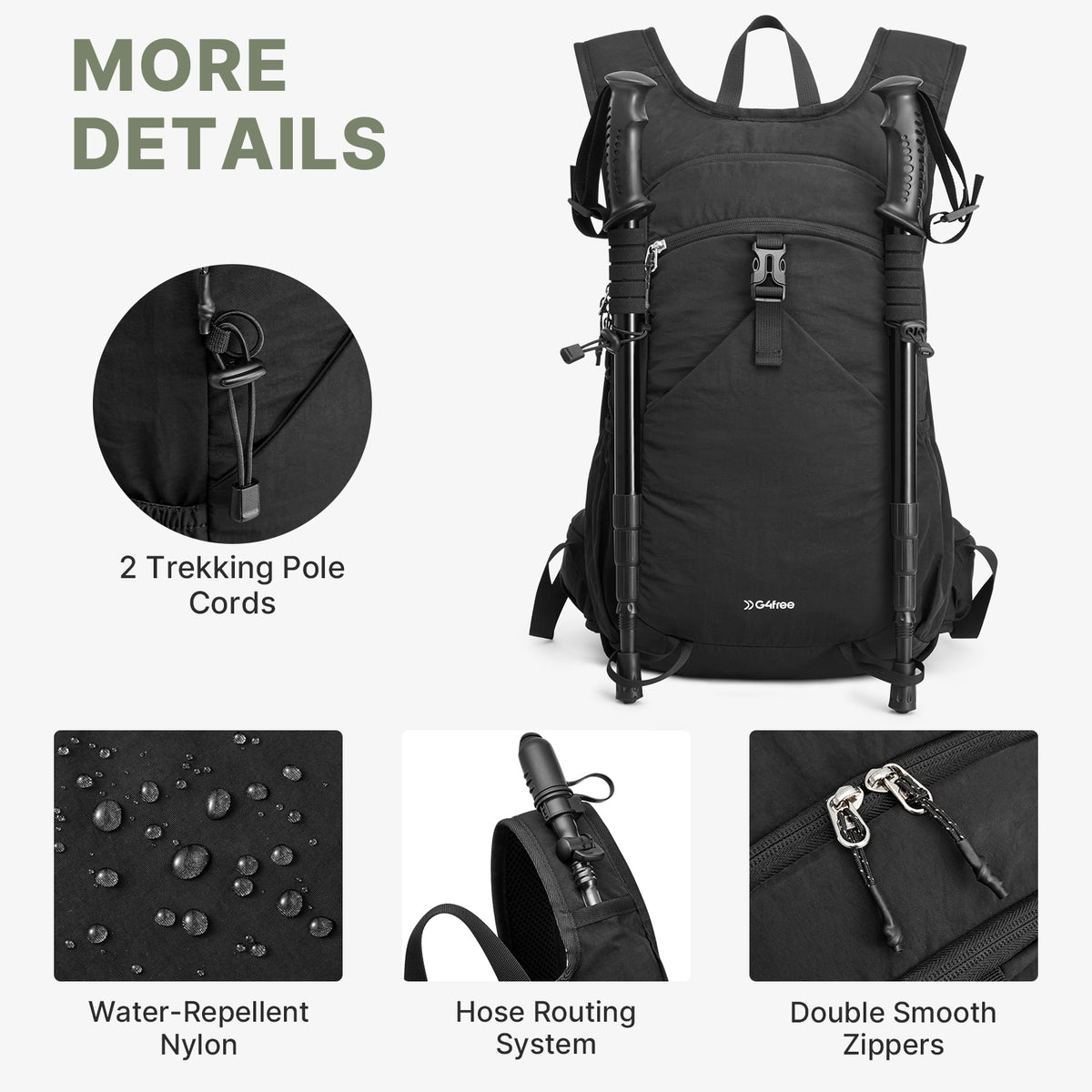 G4Free - G4Free 20L Lightweight Hiking Backpack with Waist Strap -TN25B615A-TN25B615B-TN25B615C