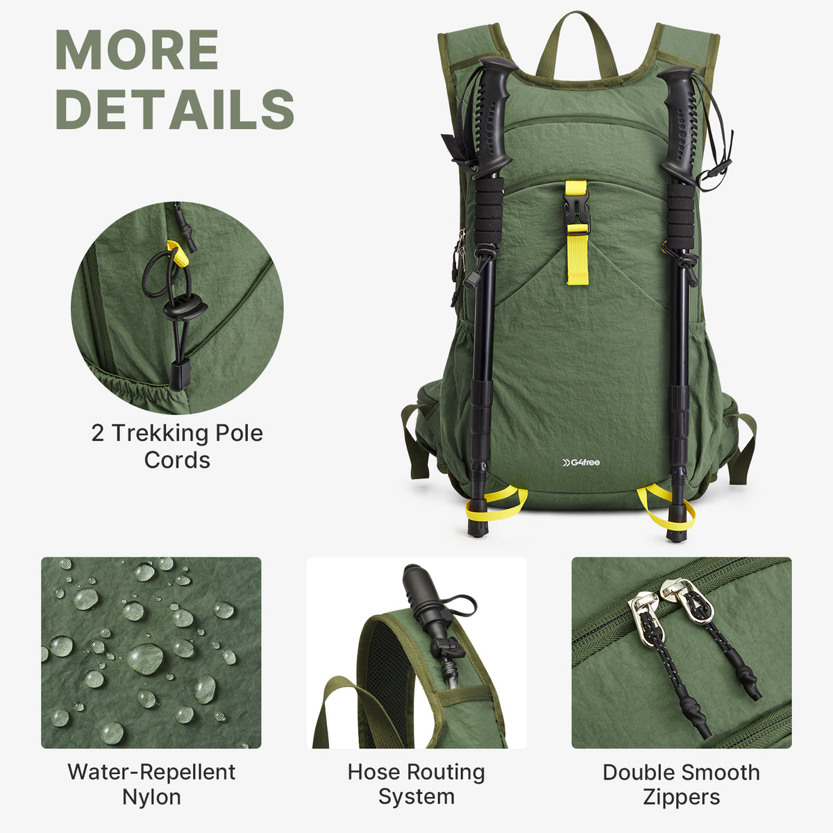 G4Free - G4Free 20L Lightweight Hiking Backpack with Waist Strap -TN25B615A-TN25B615B-TN25B615C