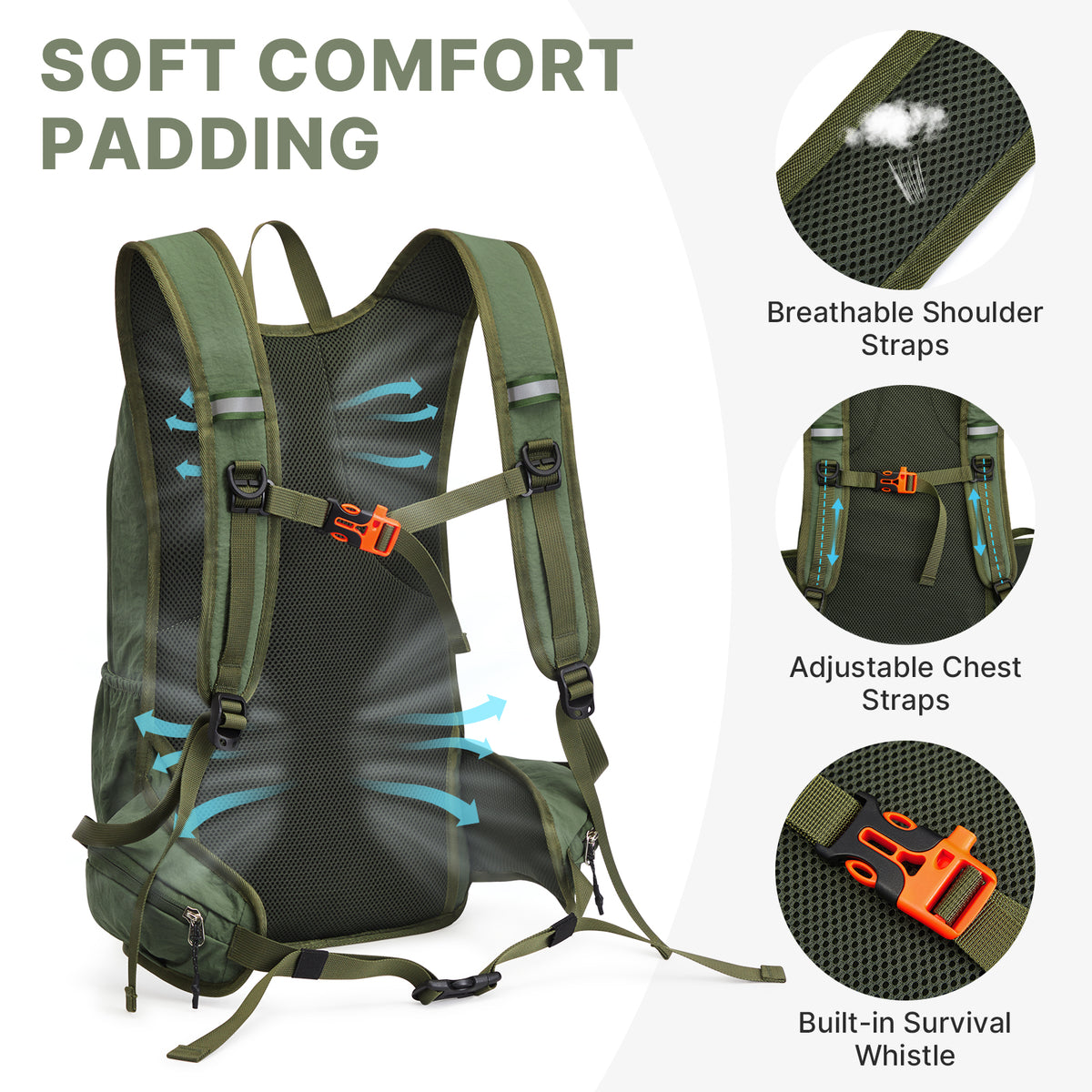 G4Free - G4Free 20L Lightweight Hiking Backpack with Waist Strap -TN25B615A-TN25B615B-TN25B615C