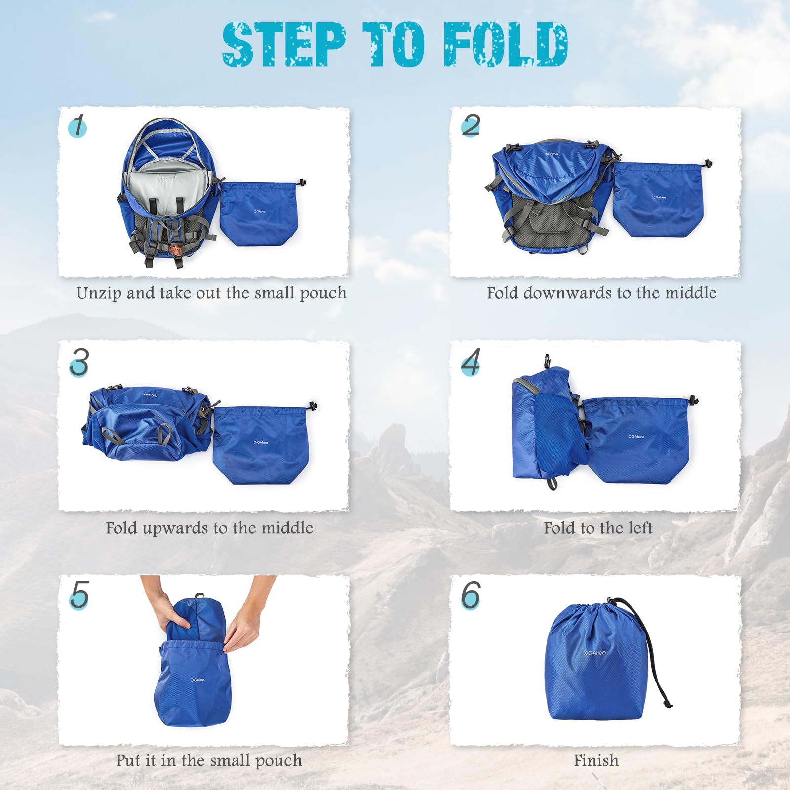 G4Free - G4Free 25L Packable Hiking Backpack with Thickened Back Panel -TN25B507A-TN25B507B-TN25B507C