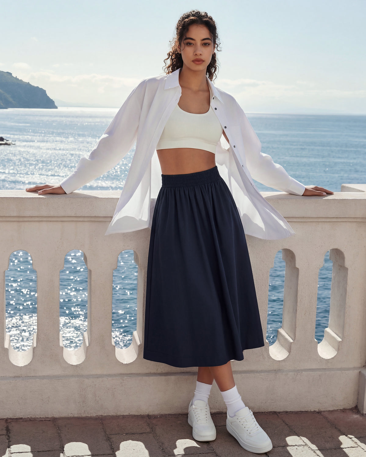 G4Free - G4Free 29" High Waisted Midi Skirt with Pockets UPF 50+ Quick Dry -GF26S960A001A-S-GF26S960A001B-M-GF26S960A001C-L-GF26S960A001D-XL-GF26S960A001F-XS