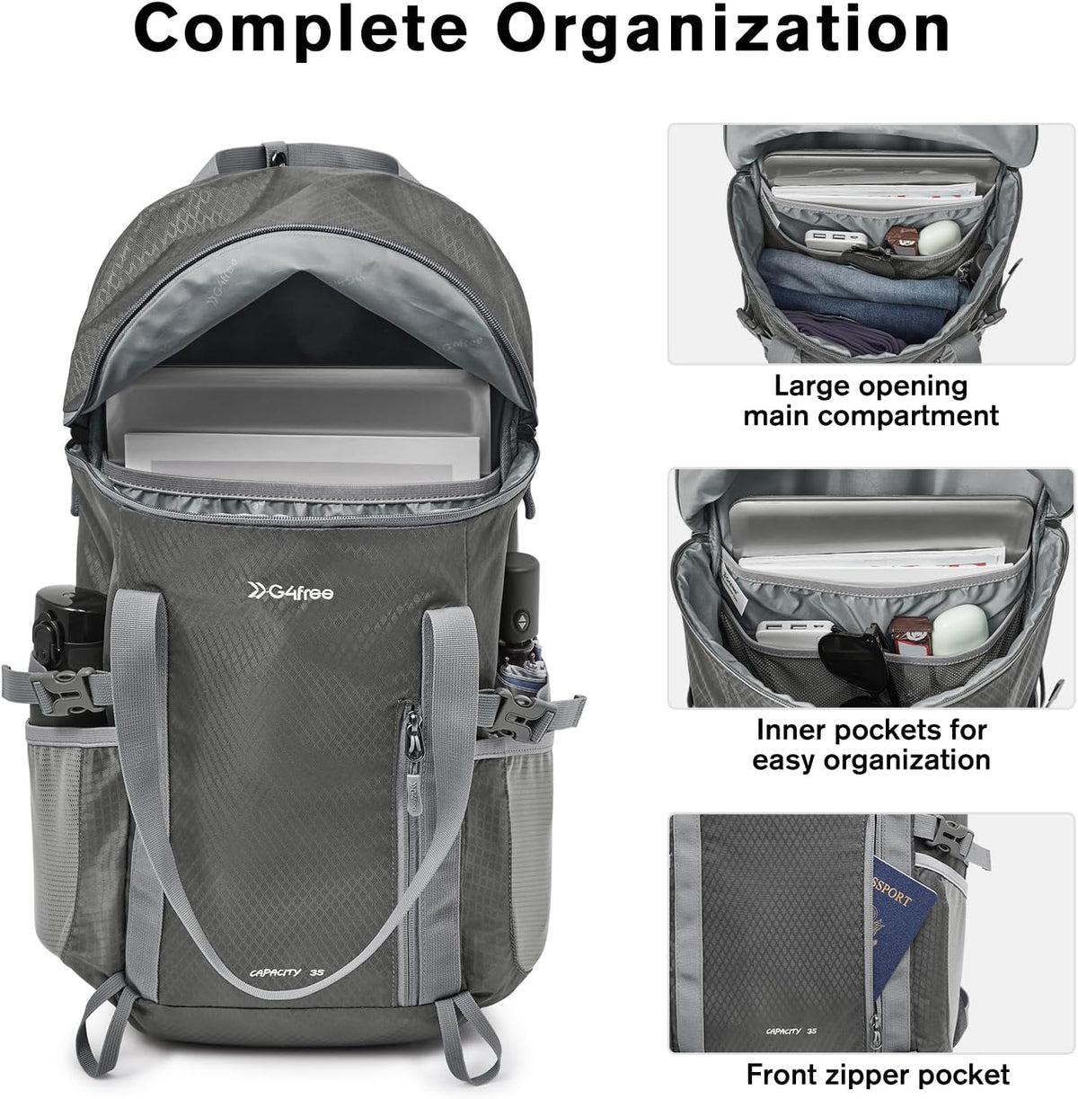 G4Free - G4Free 35L Waterproof Travel Hiking Backpack -TN24B438A-TN24B438C-TN24B438B