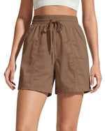 G4Free - G4Free 4" High Waisted Casual Shorts with Pockets -GF26E847A001A-S-GF26E847A001B-M-GF26E847A001C-L-GF26E847A001D-XL-GF26E847A001E-XXL