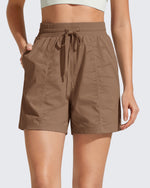 G4Free - G4Free 4" High Waisted Casual Shorts with Pockets -GF26E847A001A-S-GF26E847A001B-M-GF26E847A001C-L-GF26E847A001D-XL-GF26E847A001E-XXL