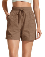 G4Free - G4Free 4" High Waisted Casual Shorts with Pockets -GF26E847A001A-S-GF26E847A001B-M-GF26E847A001C-L-GF26E847A001D-XL-GF26E847A001E-XXL