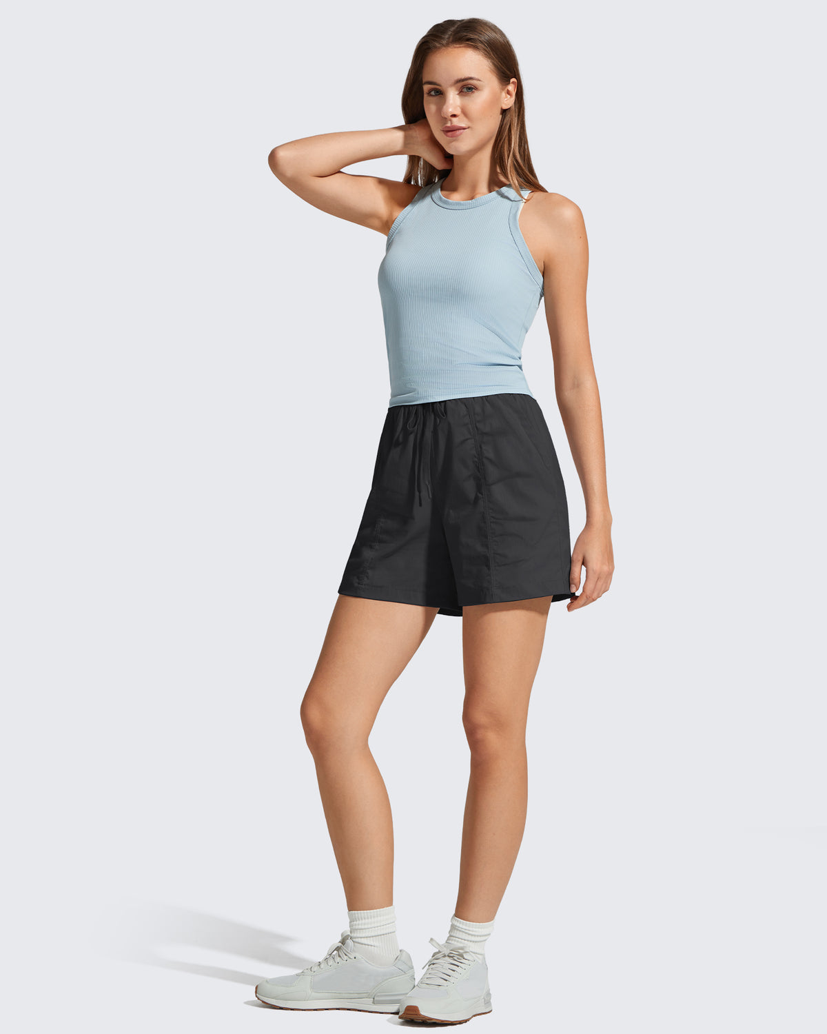 G4Free - G4Free 4" High Waisted Casual Shorts with Pockets -GF26E847A001A-S-GF26E847A001B-M-GF26E847A001C-L-GF26E847A001D-XL-GF26E847A001E-XXL