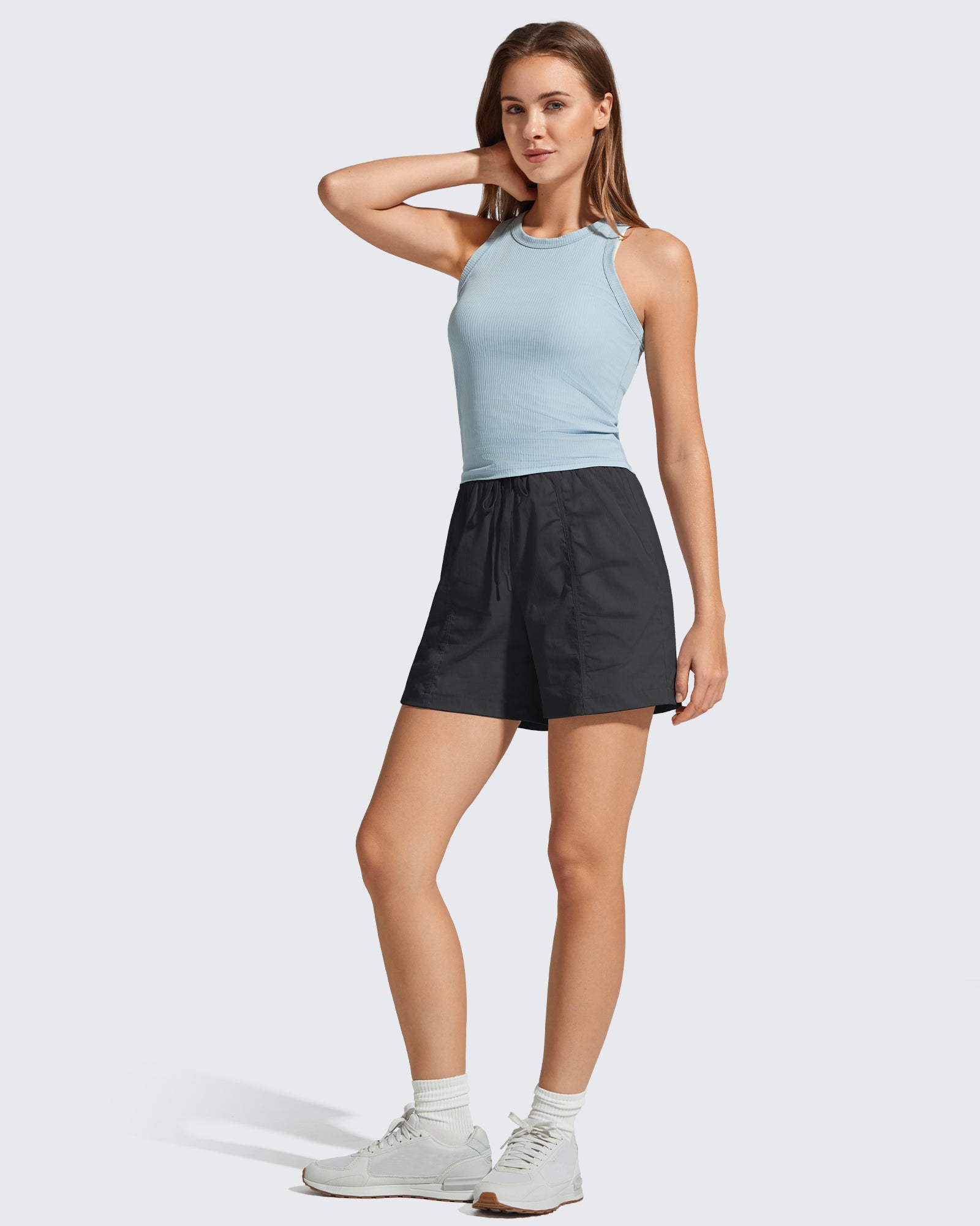 G4Free - G4Free 4" High Waisted Casual Shorts with Pockets -GF26E847A001A-S-GF26E847A001B-M-GF26E847A001C-L-GF26E847A001D-XL-GF26E847A001E-XXL