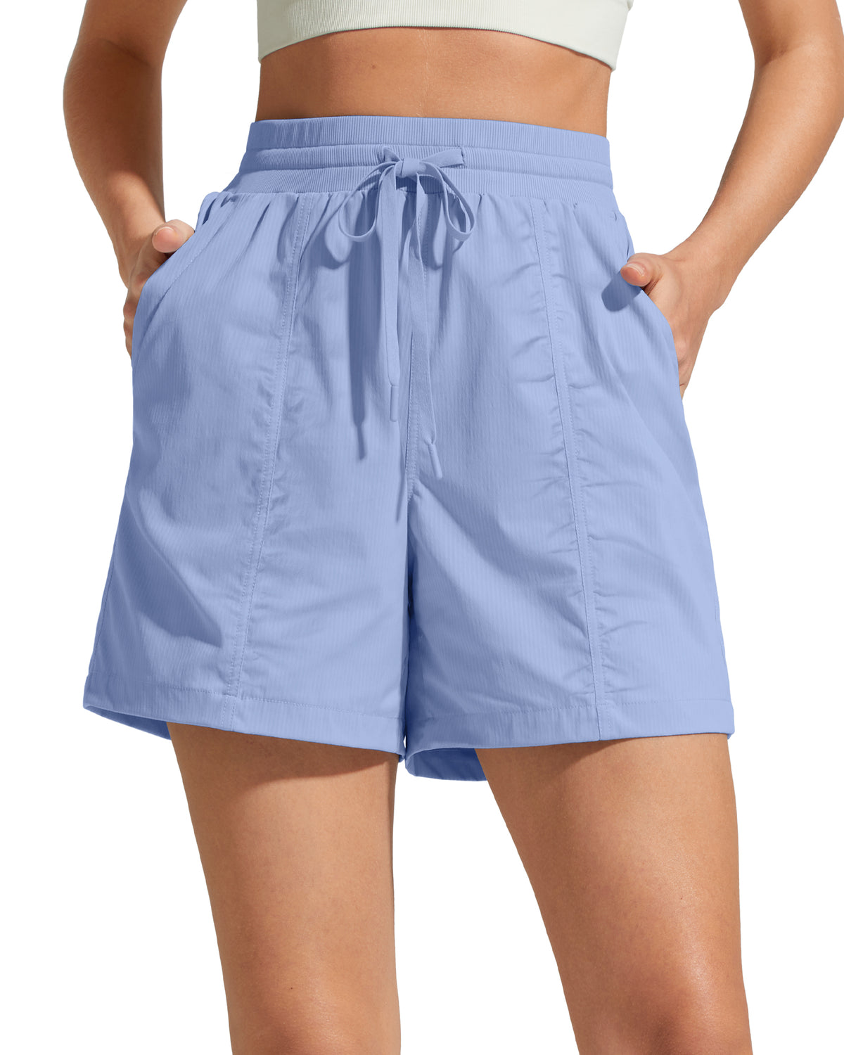 G4Free - G4Free 4" High Waisted Casual Shorts with Pockets -GF26E847A001A-S-GF26E847A001B-M-GF26E847A001C-L-GF26E847A001D-XL-GF26E847A001E-XXL